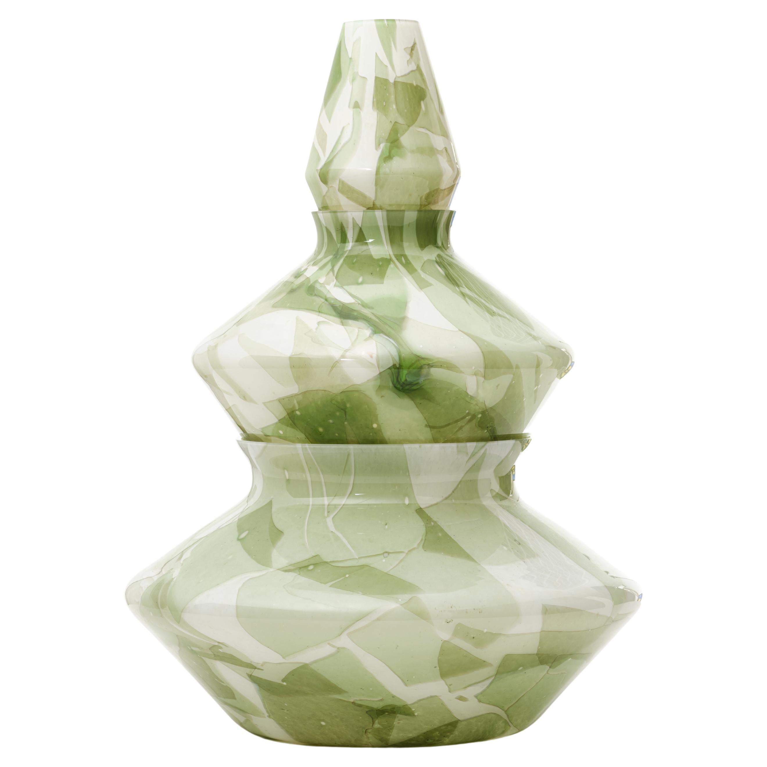 Murano Glass Jade Variopinto Trio of Vases by Stories of Italy