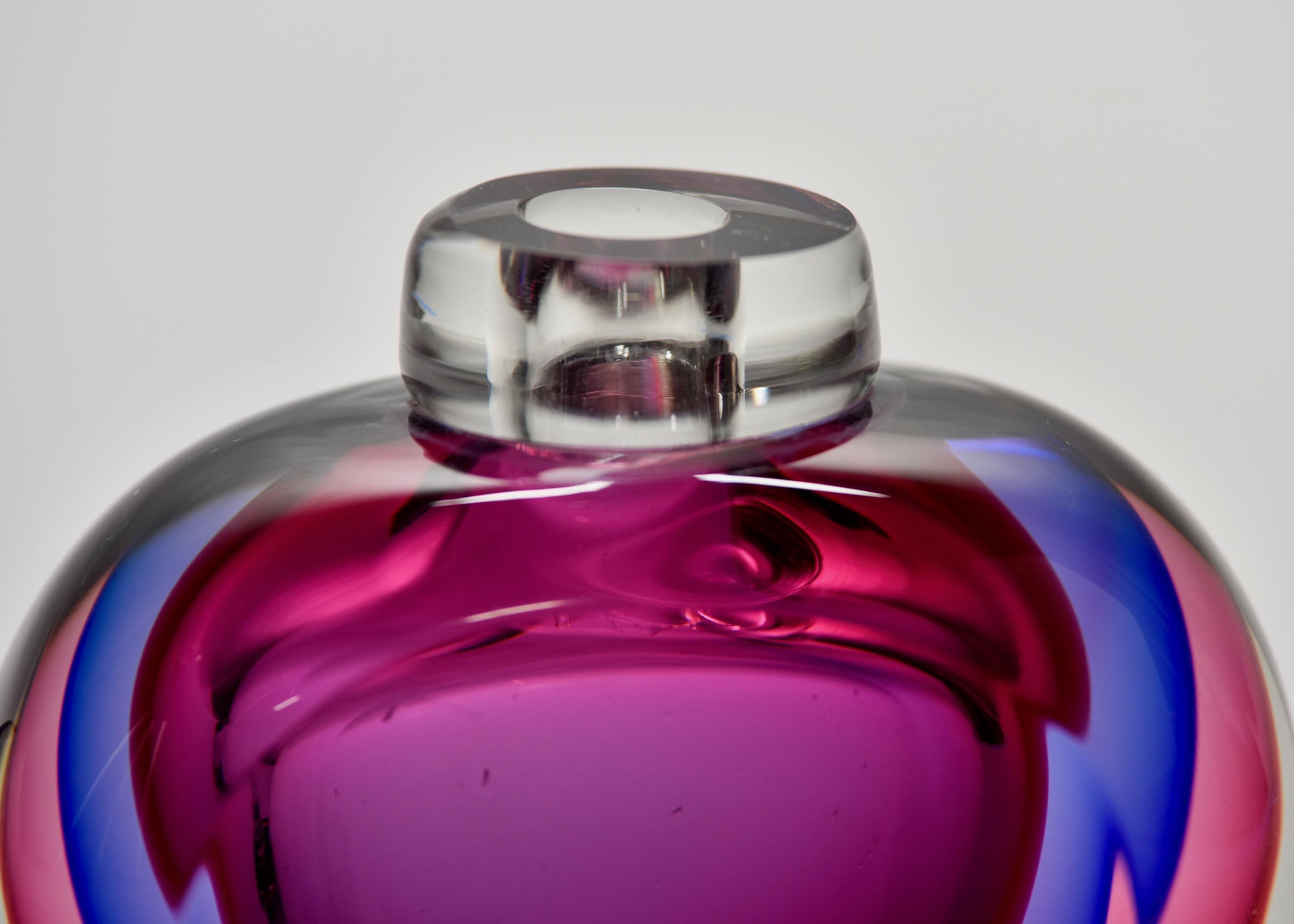 Italian Murano Glass Jewel Tone Sommerso Style Perfume Bottle