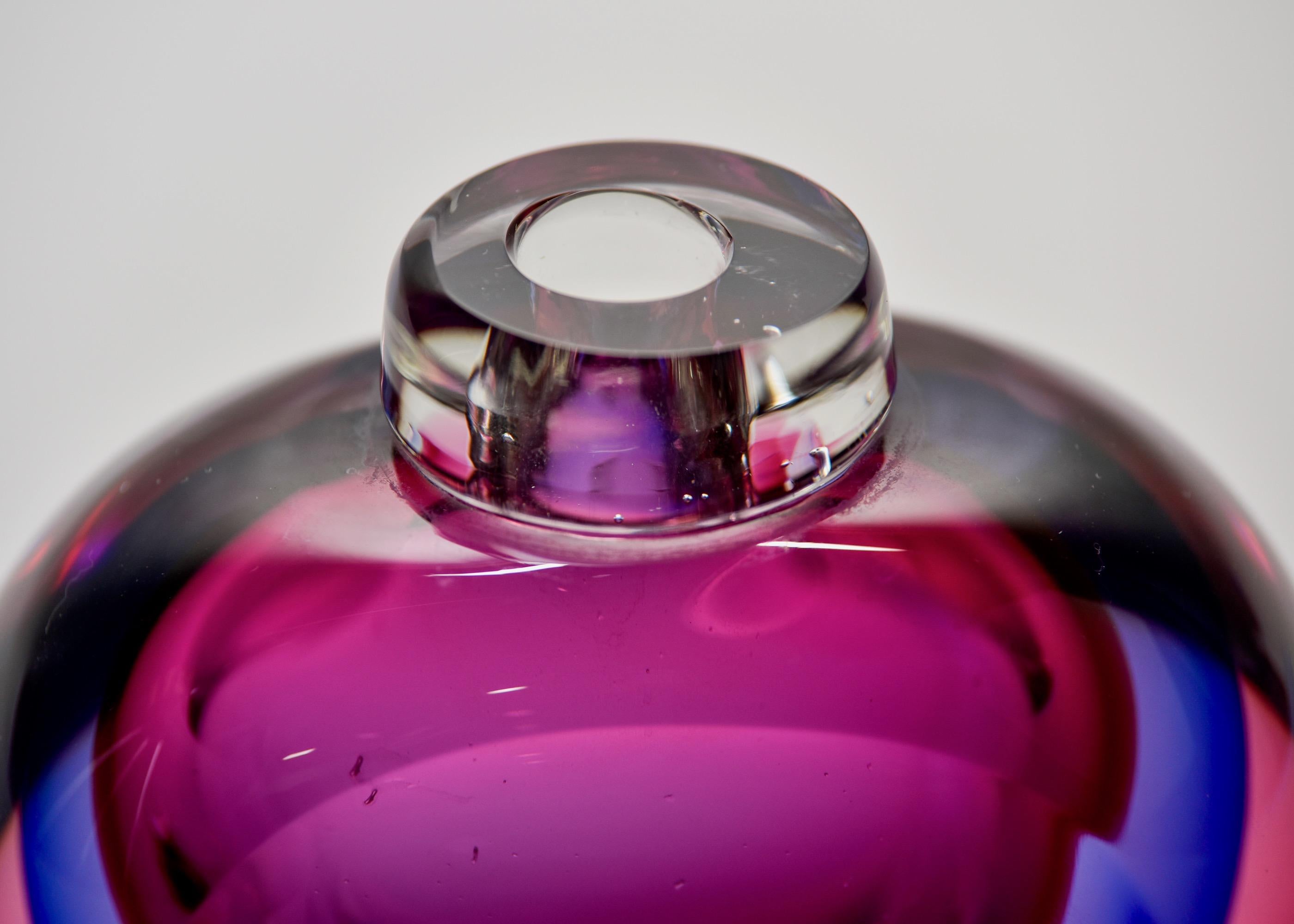 Murano Glass Jewel Tone Sommerso Style Perfume Bottle In New Condition In Troy, MI