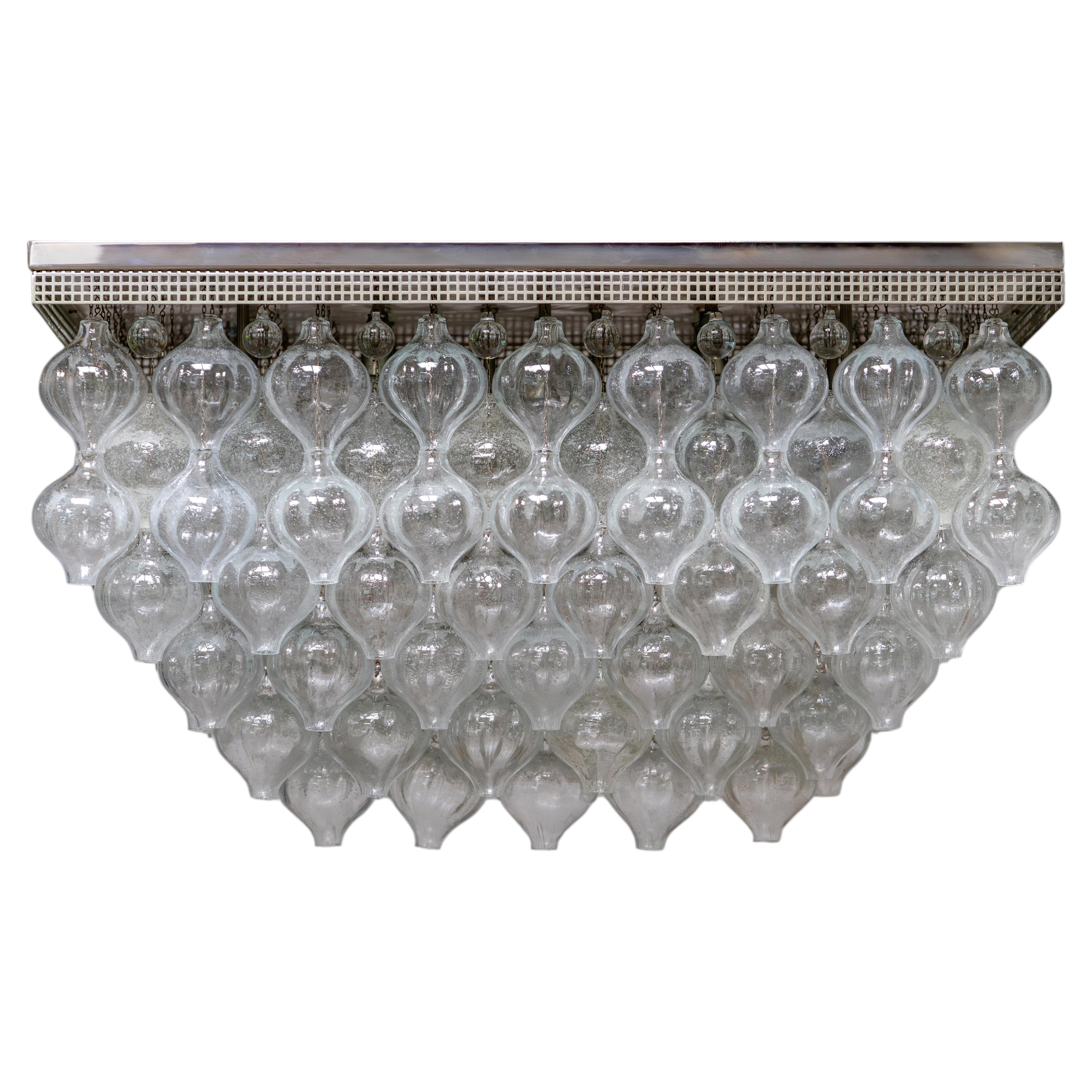 Murano Glass Kalmar Tulipan Flush Mount Chandelier 1970s, with 14 light sources