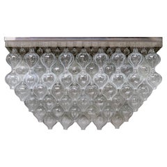 Murano Glas Kalmar Tulipan Flush Mount Kronleuchter 1970er Jahre, mit 14 Lichtquellen