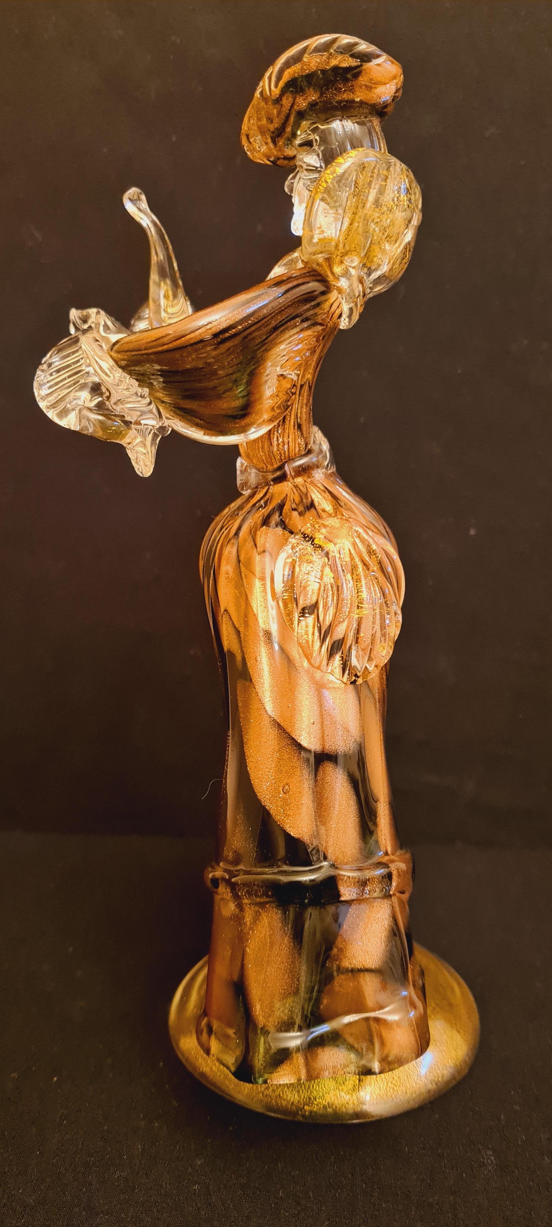 Vitange, tanzende Dame aus Muranoglas mit Blattgold und Aventurin (Italienisch)