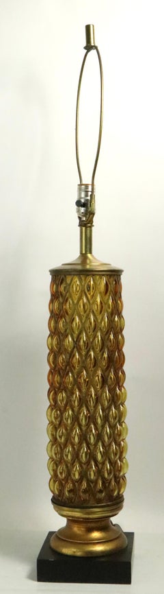 Murano Glass Lamp Blown into Metal Mesh Structure