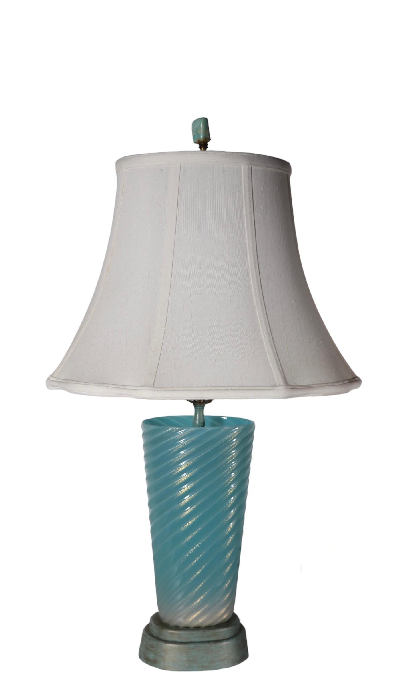 Lampe en verre de Murano tourbillonnant bleu avec inclusions d'or Fratelli Toso, Seguso  en vente 3