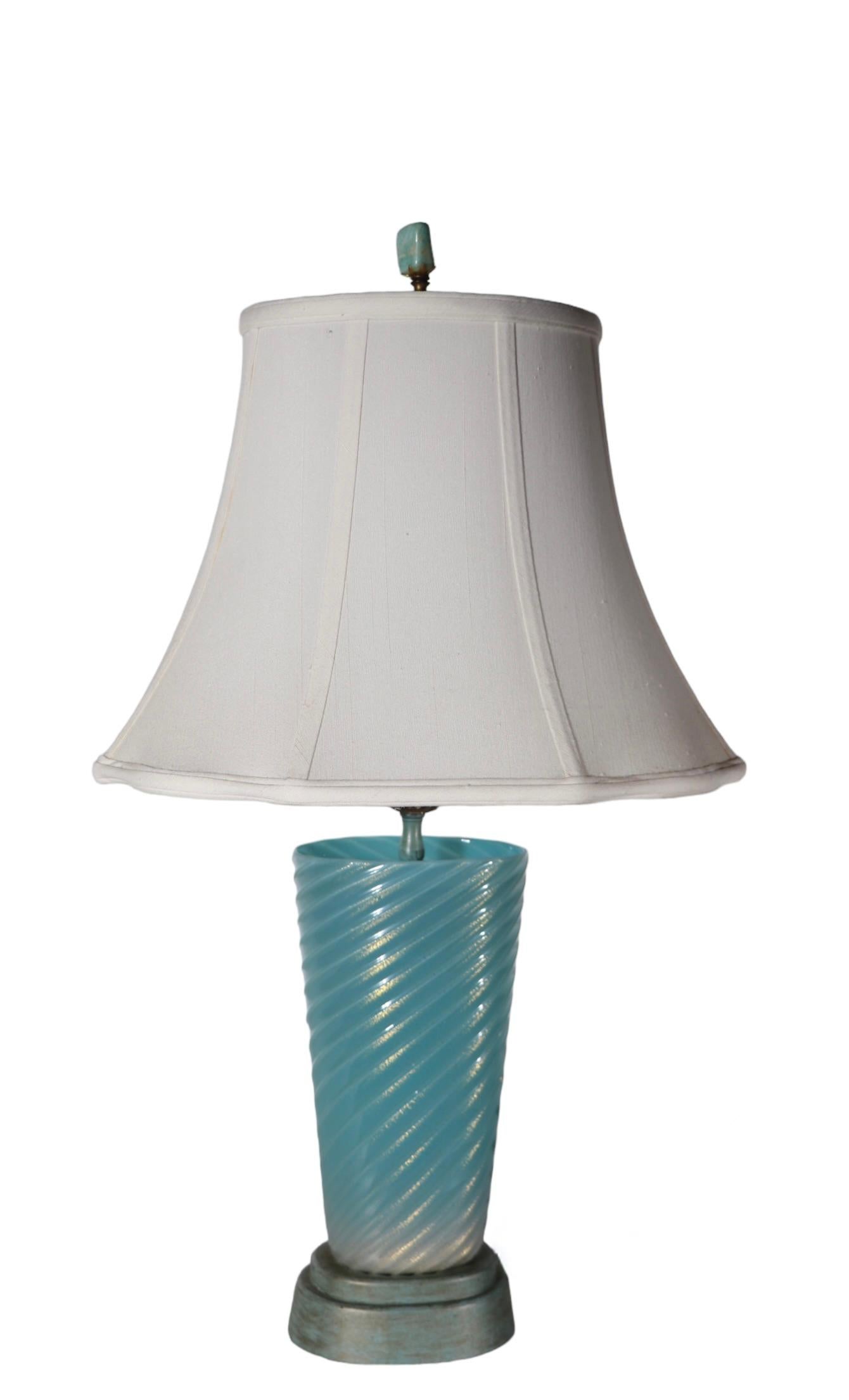 Lampe en verre de Murano tourbillonnant bleu avec inclusions d'or Fratelli Toso, Seguso  en vente 4