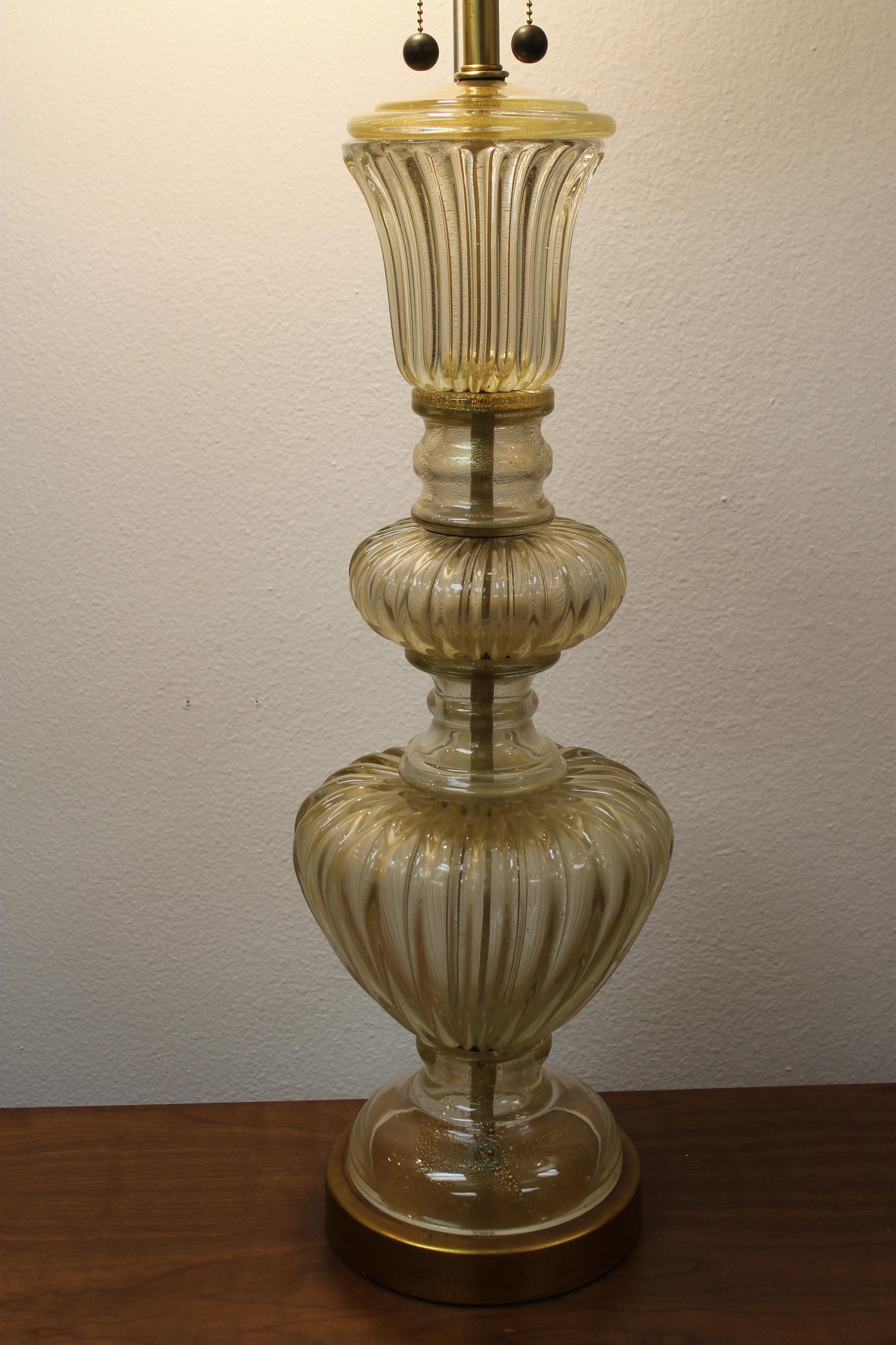 Brass Murano Glass Lamp by The Marbro Lamp Company, Los Angeles, CA.