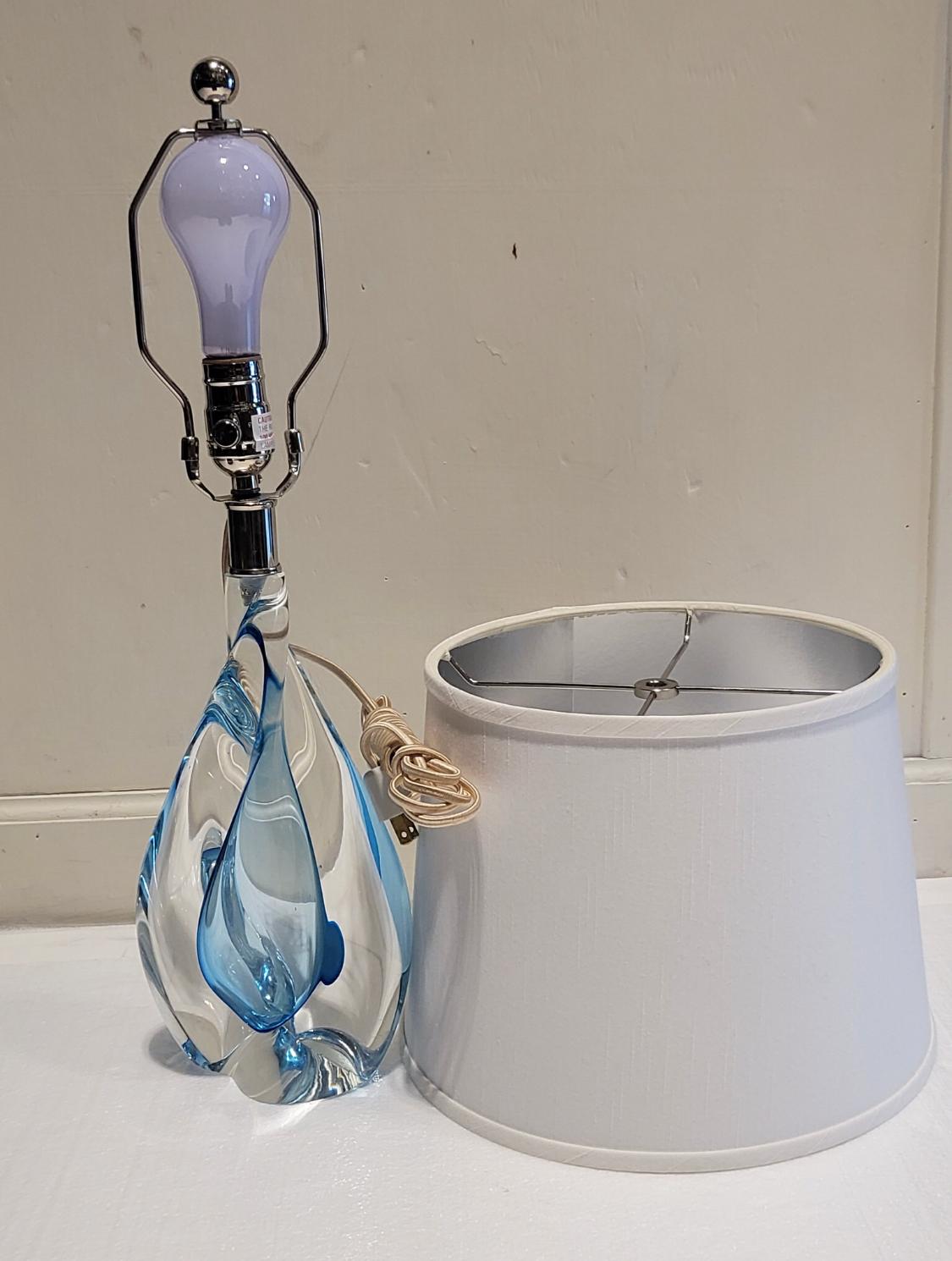 Murano glass aqua lamp. includes shade and is newly wired.