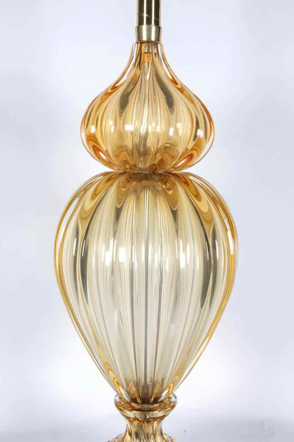 Mid-Century Modern Murano Glass Lamp in Champagne Gold by Marbro Company