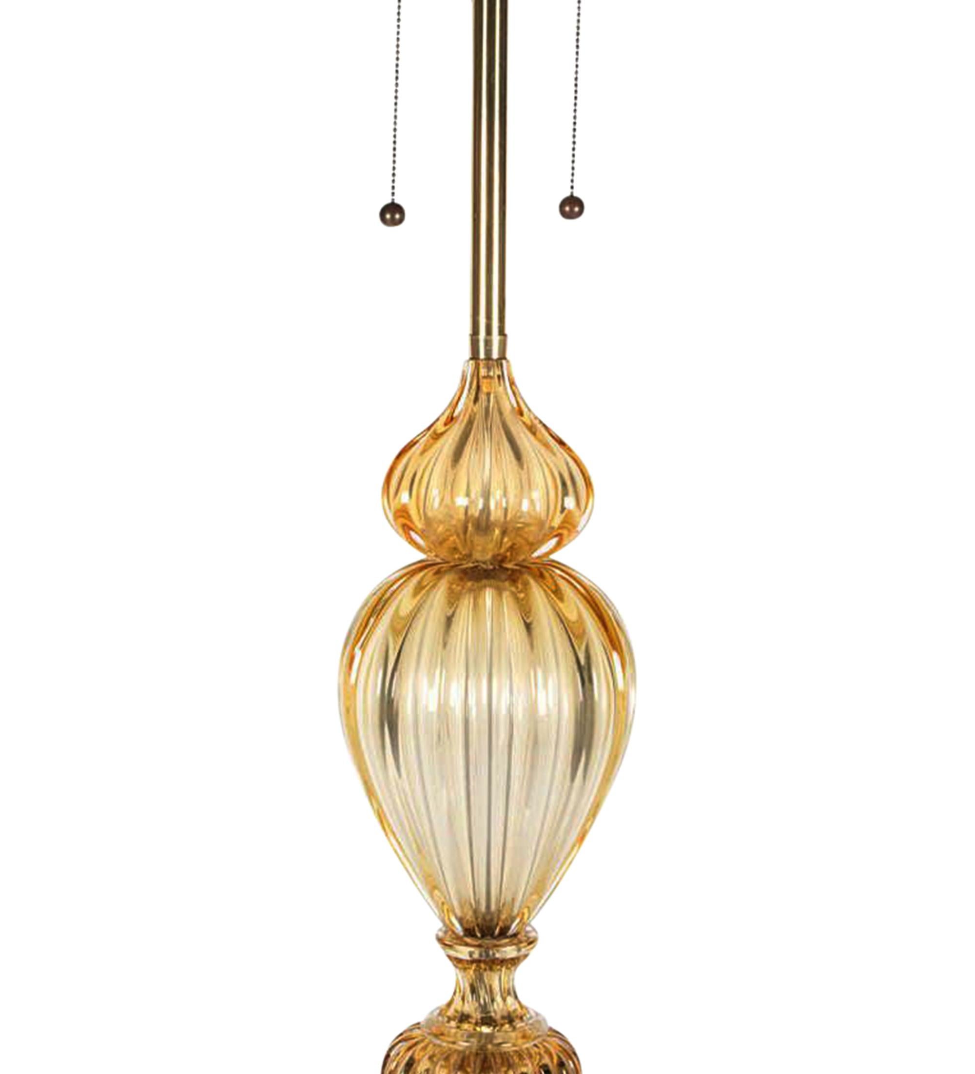 Italian Murano Glass Lamp in Champagne Gold by Marbro Company
