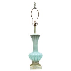 Murano Glass Lamp Light Blue with Gold Flakes, Mid-Century Modern