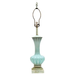 Murano Glass Lamp Light Blue with Gold Flakes, Mid-Century Modern