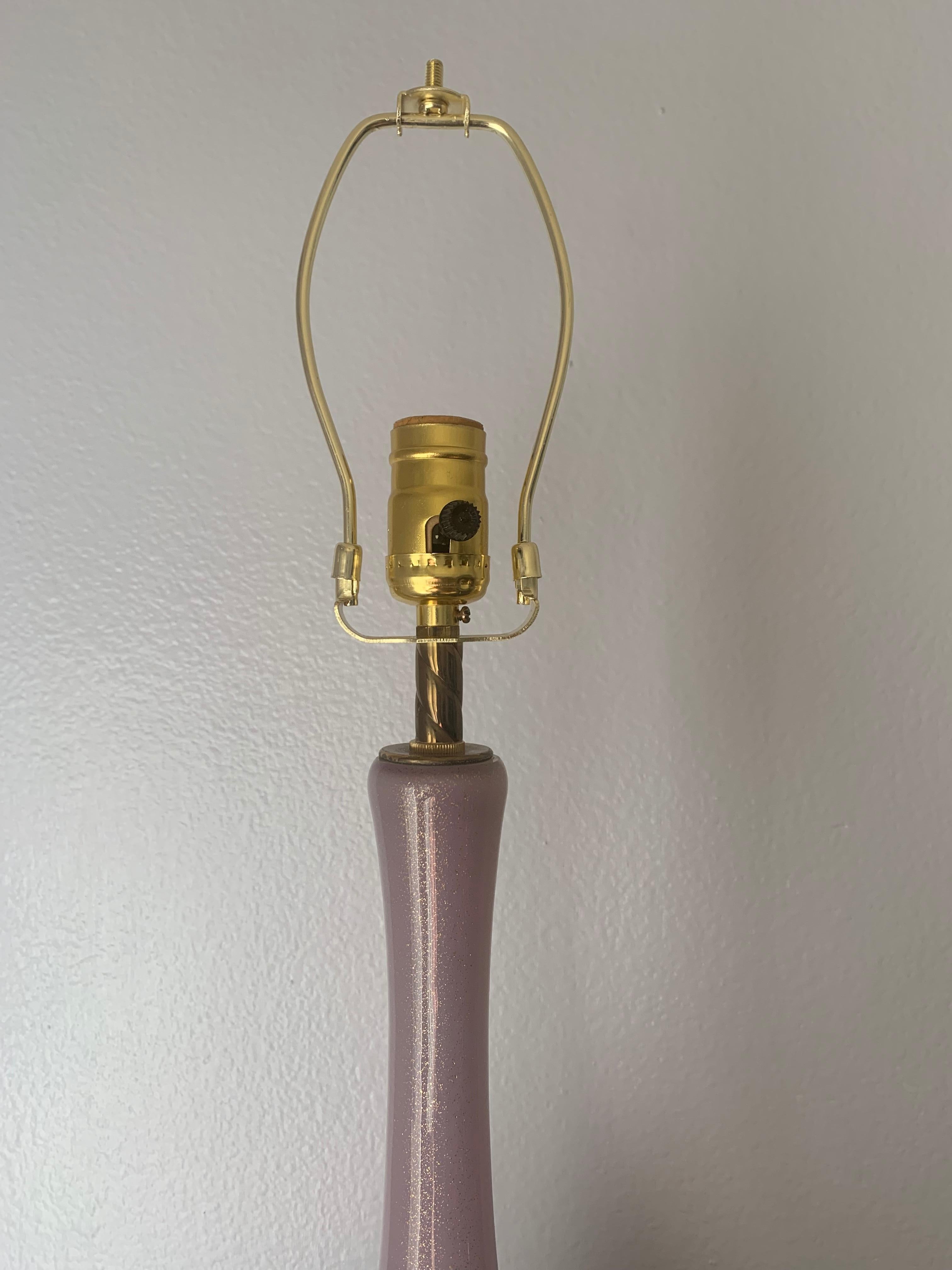 Italian Murano Glass Lamp Lilac / Gold Flecks