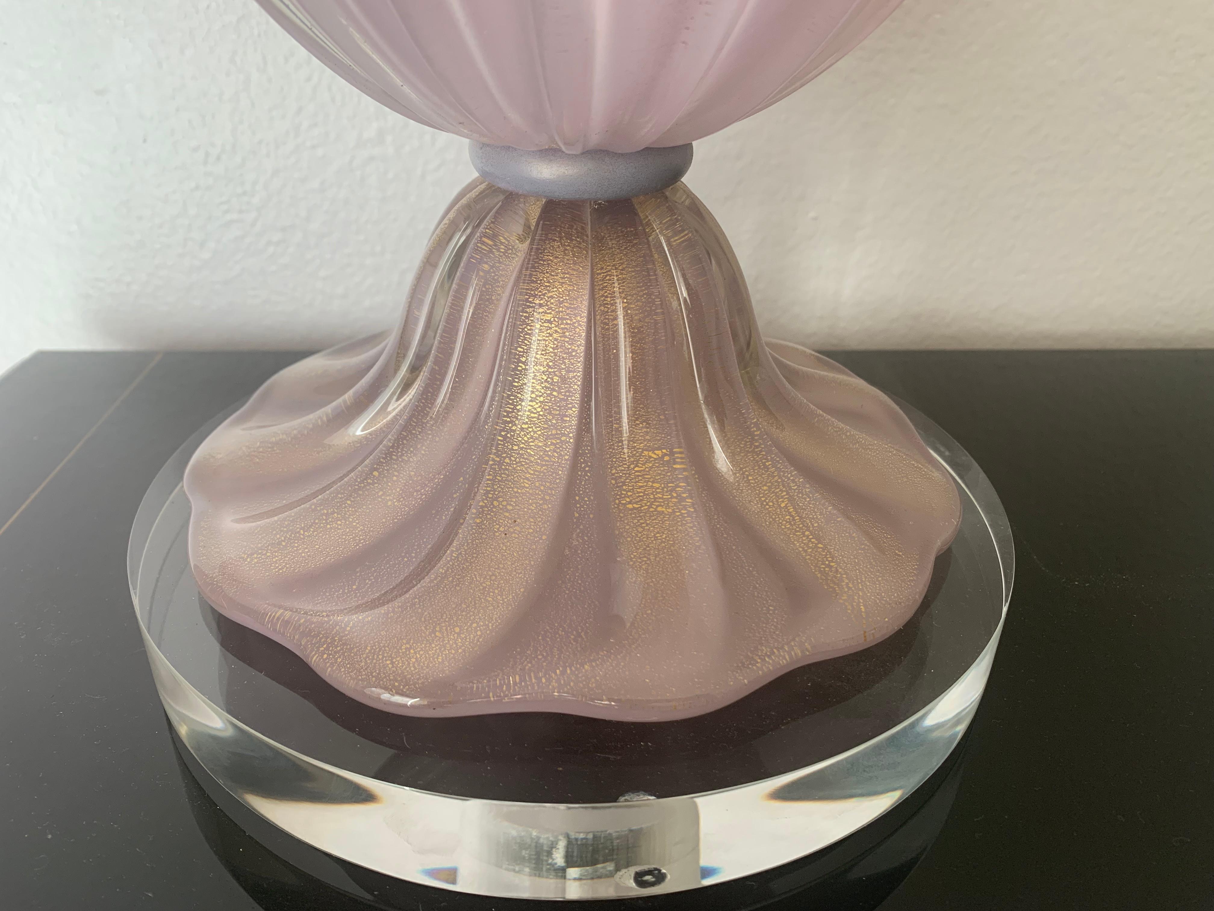 Murano Glass Lamp Lilac / Gold Flecks In Good Condition In North Hollywood, CA