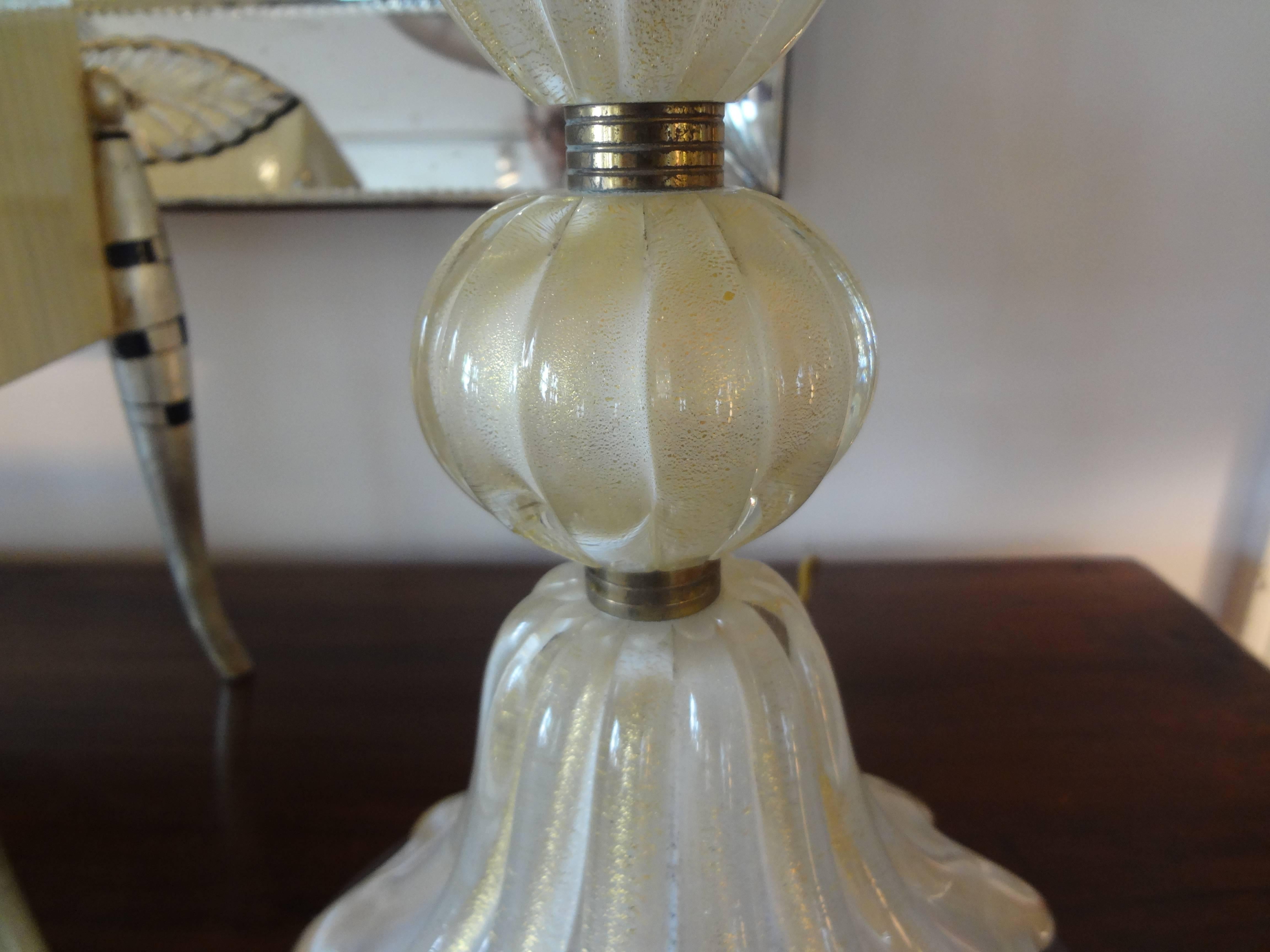 Hollywood Regency Murano Glass Lamp Attributed to Barovier For Sale