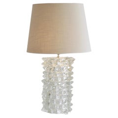 MURANO Glass Lamp 'Rostrato' with Linen Lampshade