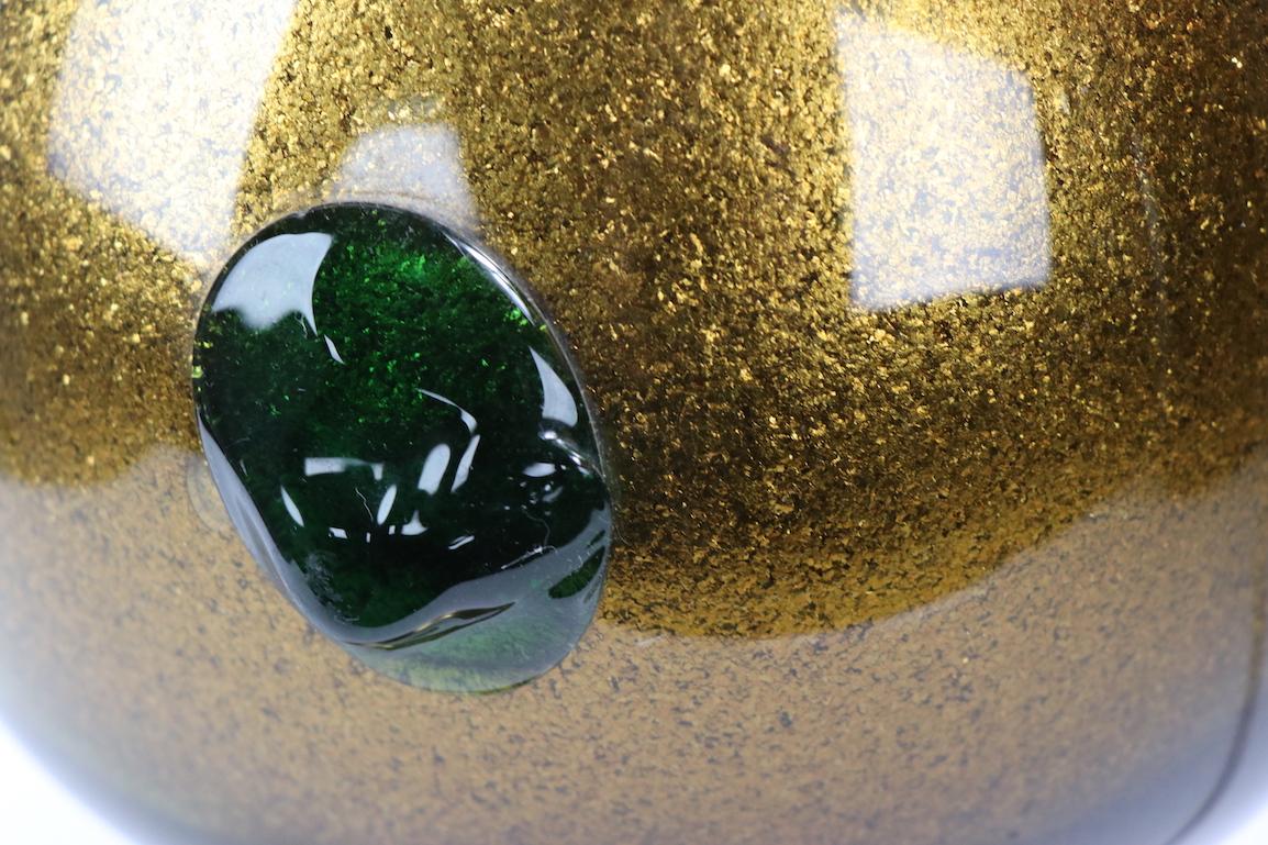 Lampe en verre de Murano avec inclusion d'or et globes verts en vente 5