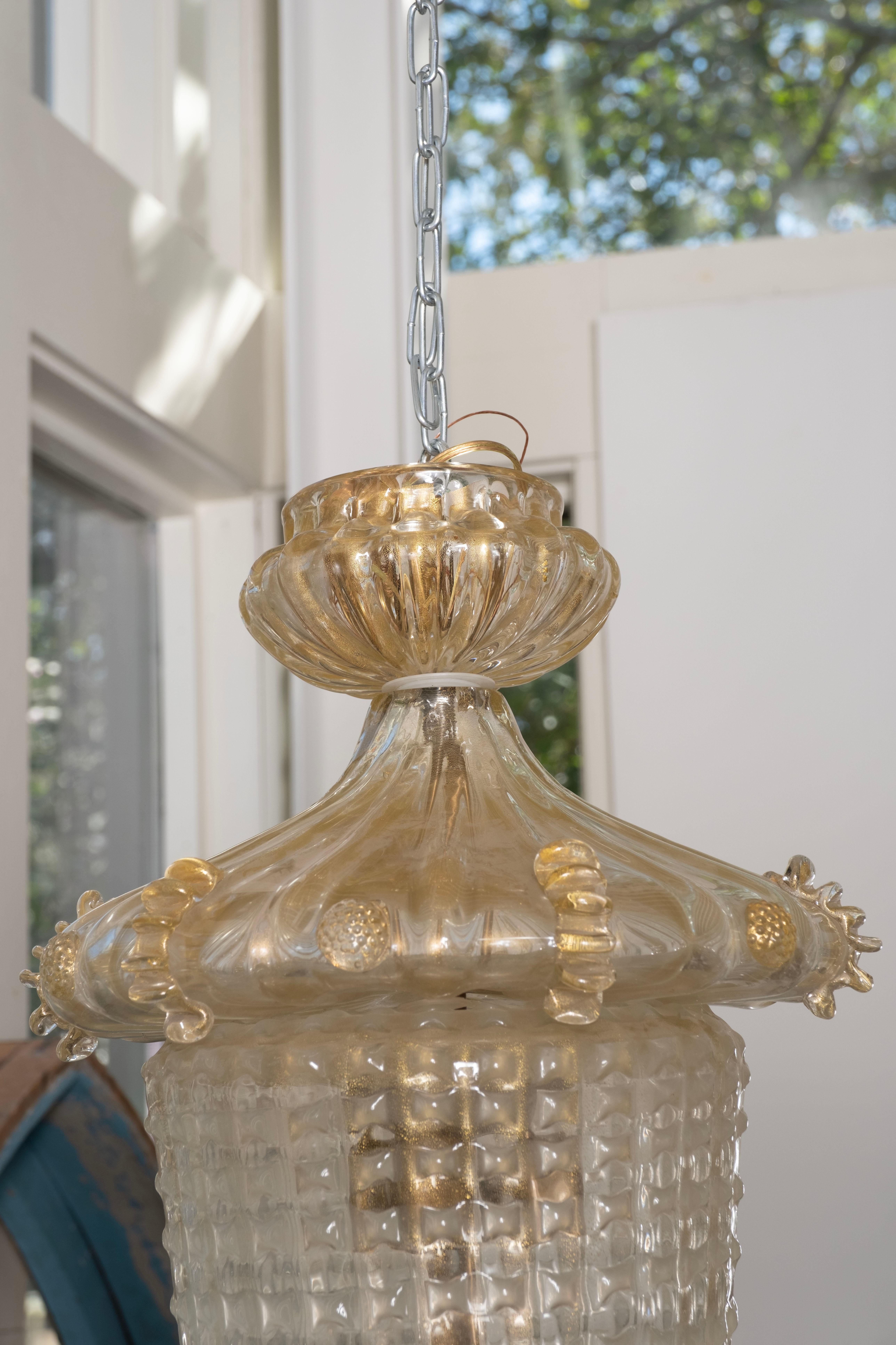 Murano Glass Lantern Attributed to Ercole Barovier In Good Condition For Sale In Houston, TX