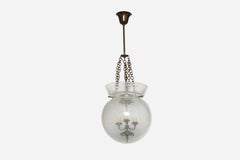 Murano glass Lantern in Pulegoso Glass and brass, Italy circa 1950s