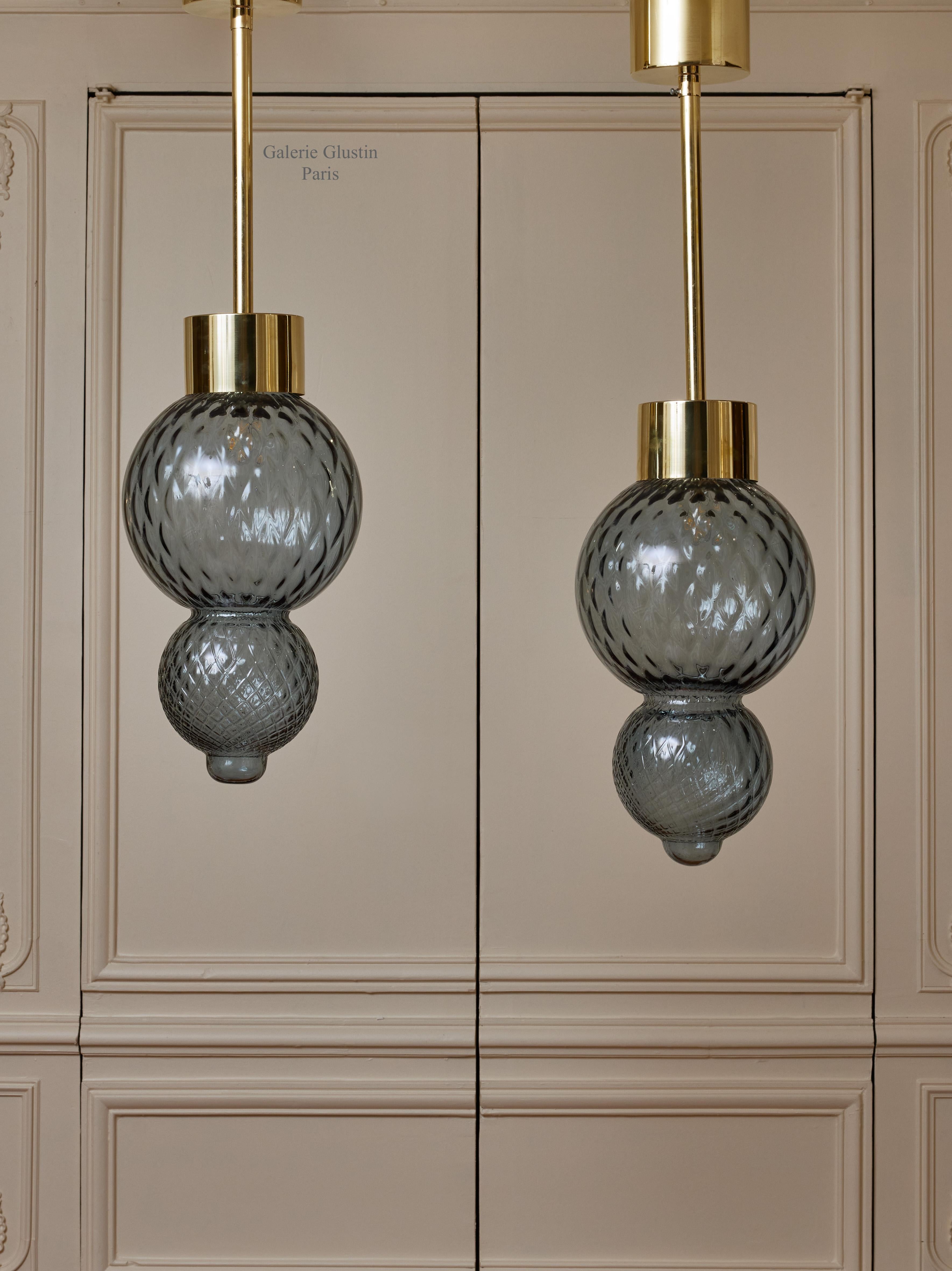 Italian Murano glass lanterns by Studio Glustin For Sale