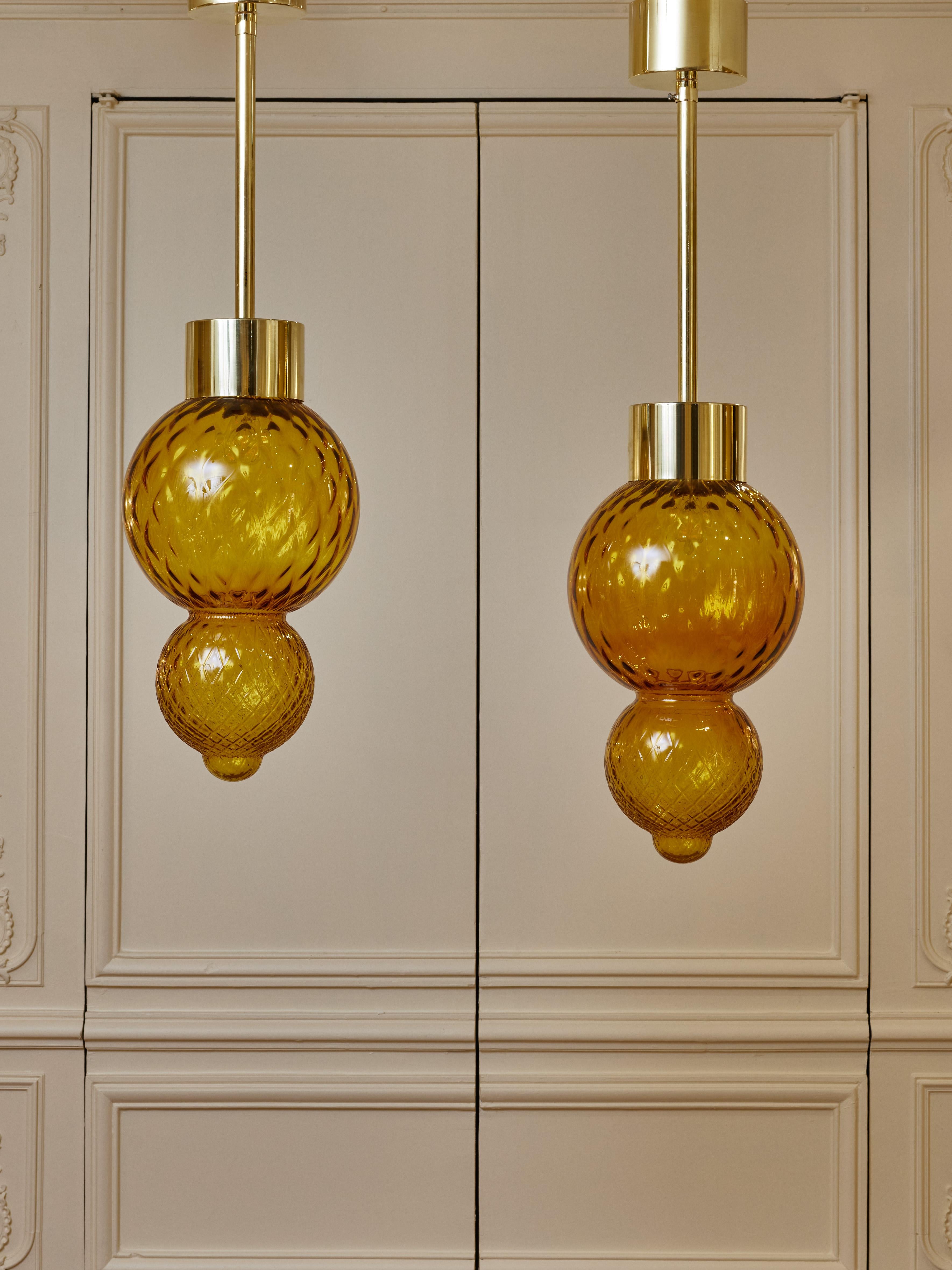 Italian Murano glass lanterns by Studio Glustin For Sale