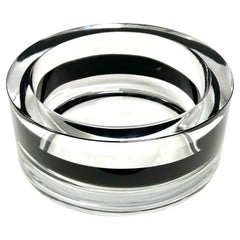 Murano Glass Large Clear and Black Bowl Pierre Cardin