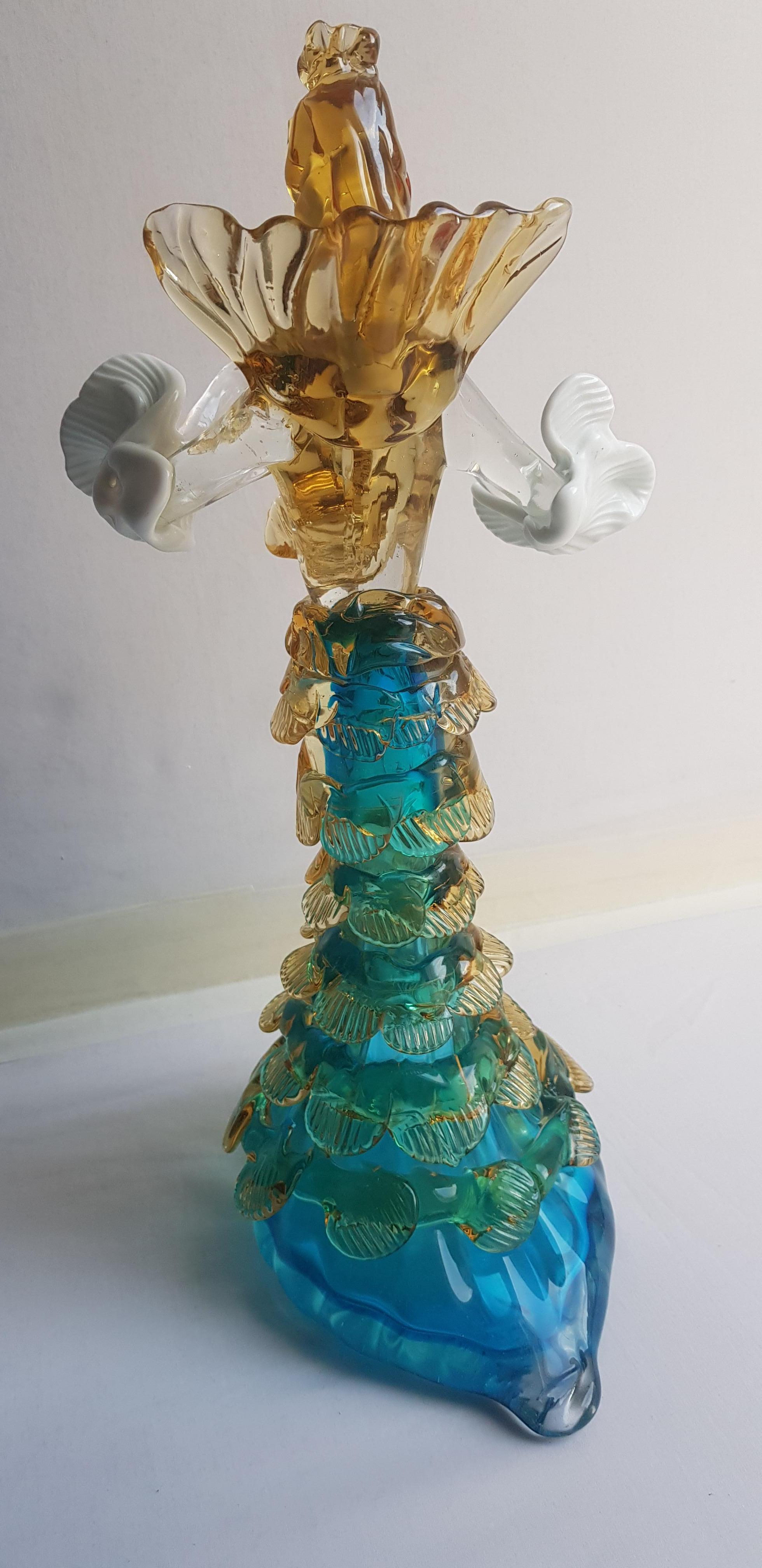 Art Nouveau Murano Glass large Flamenco Lady Sculpture signed For Sale
