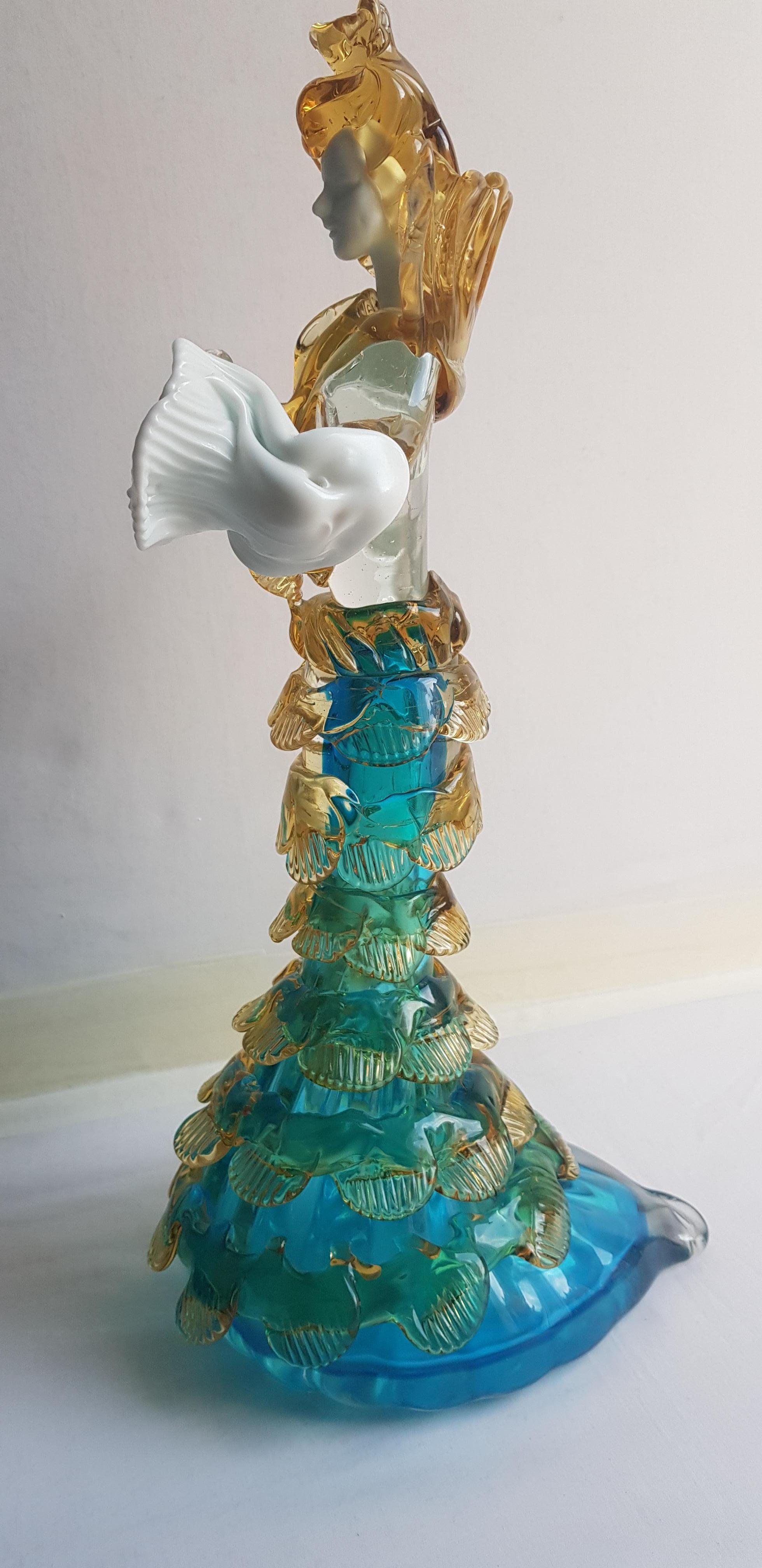 Other Murano Glass large Flamenco Lady Sculpture signed  For Sale