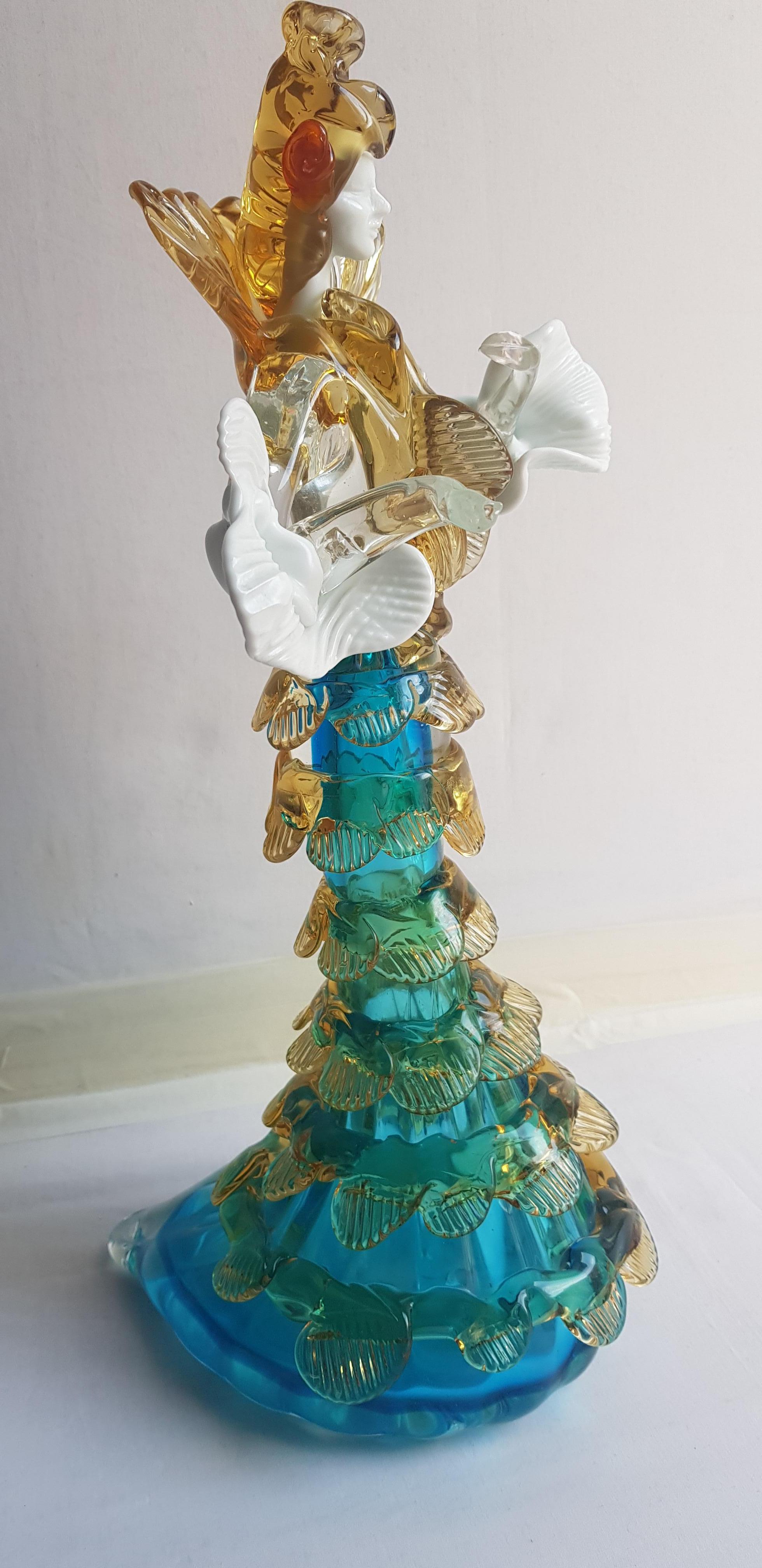 Murano Glass large Flamenco Lady Sculpture signed  In Excellent Condition For Sale In Grantham, GB