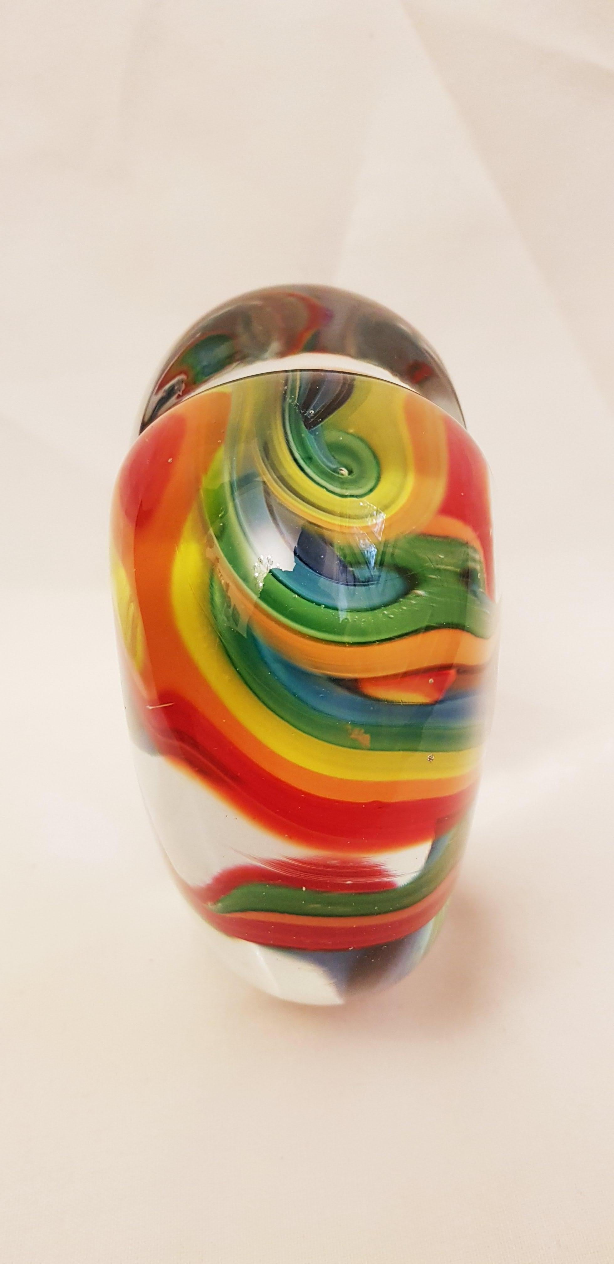 Art Deco Murano Glass Large Heart Paperweight For Sale