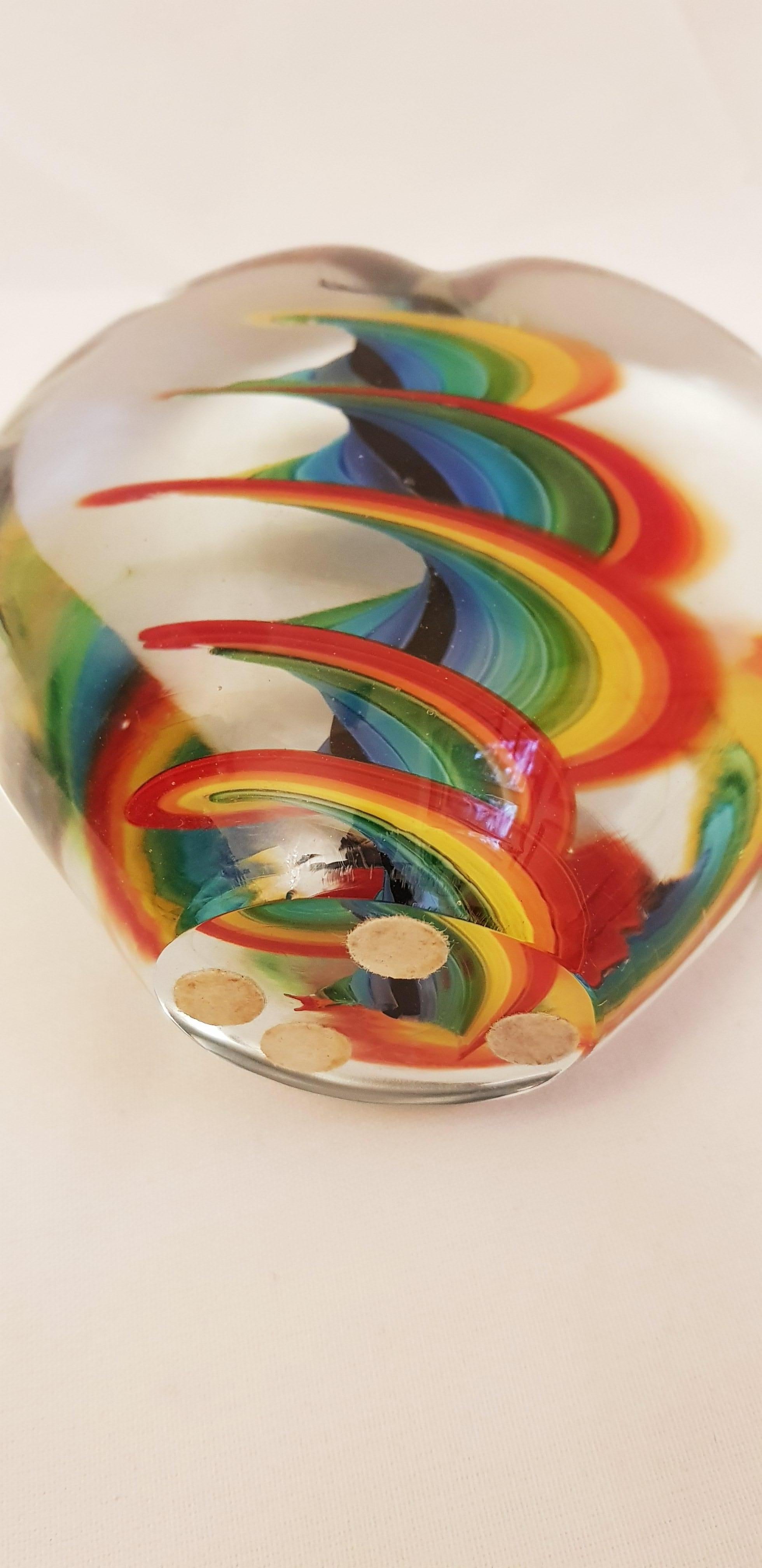 Italian Murano Glass Large Heart Paperweight For Sale