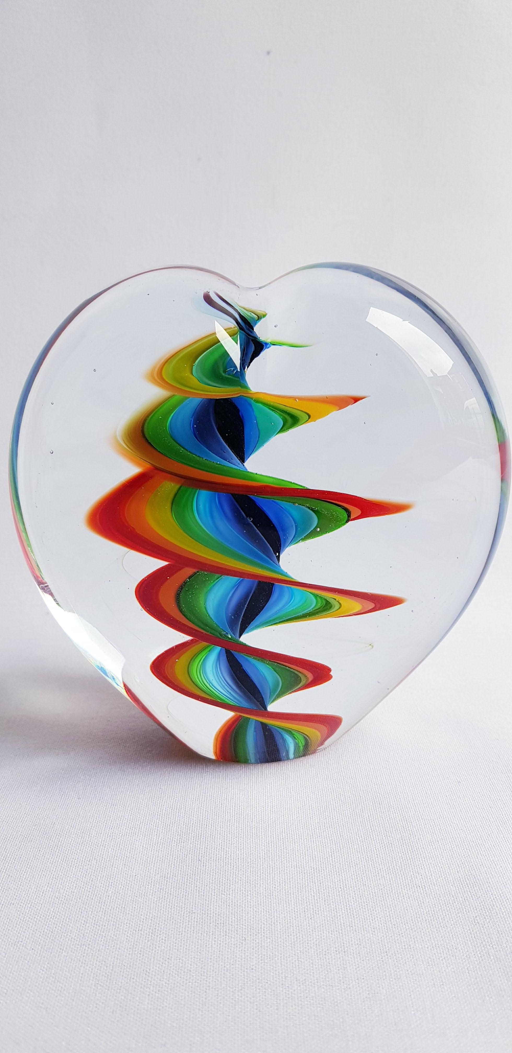 Mid-20th Century Murano Glass Large Heart Paperweight For Sale