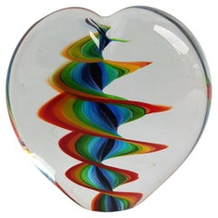 Retro Murano Glass Large Heart Paperweight