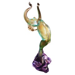 Murano glass large nude sculpture with gold leaf and Alexandrit base 
