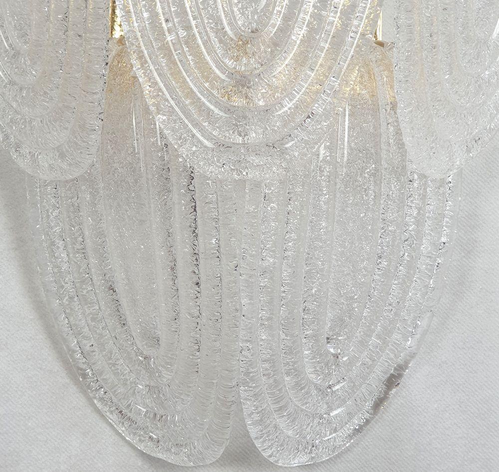 Clear Murano Glass Large Sconces - a pair For Sale 3