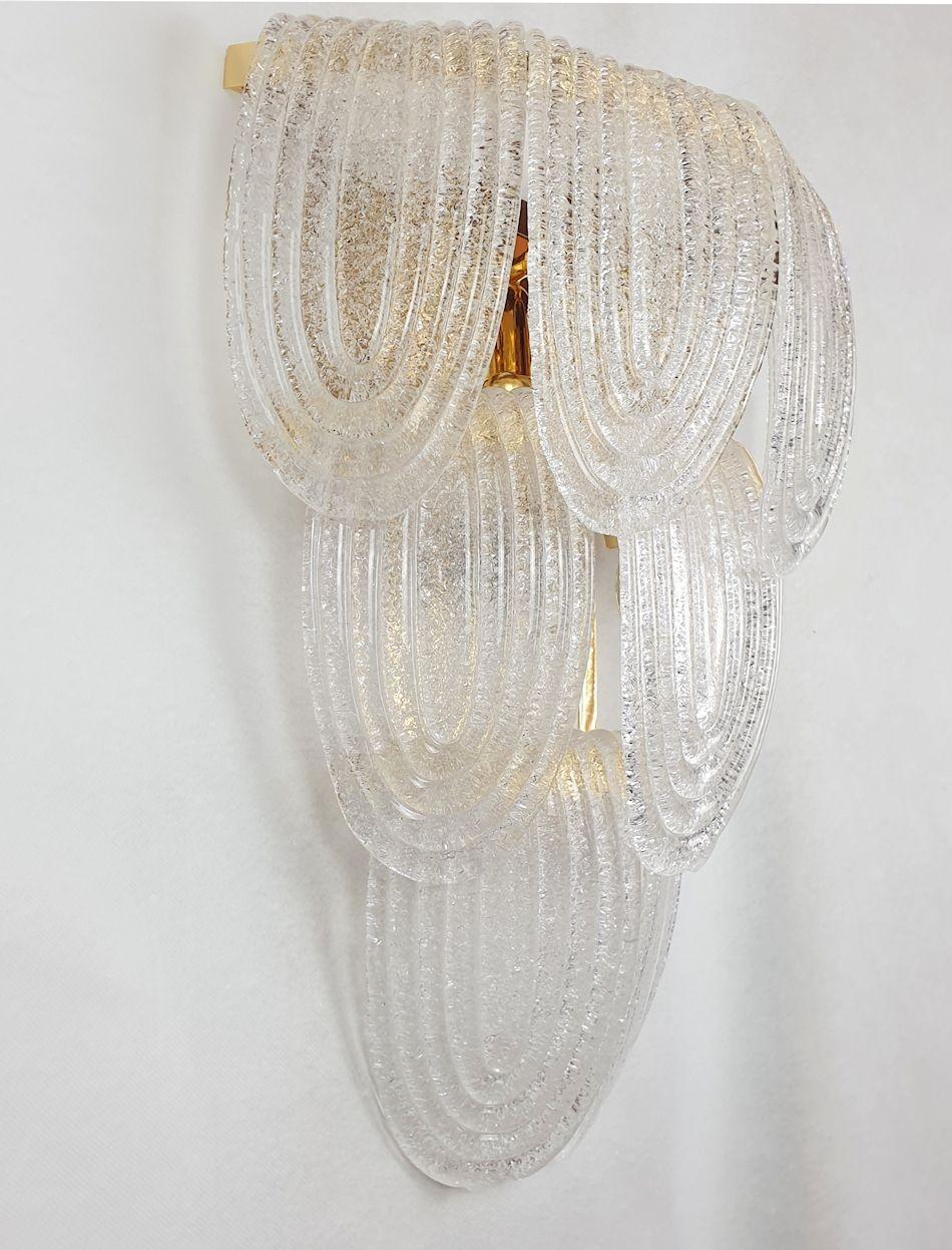 Clear Murano Glass Large Sconces - a pair For Sale 1