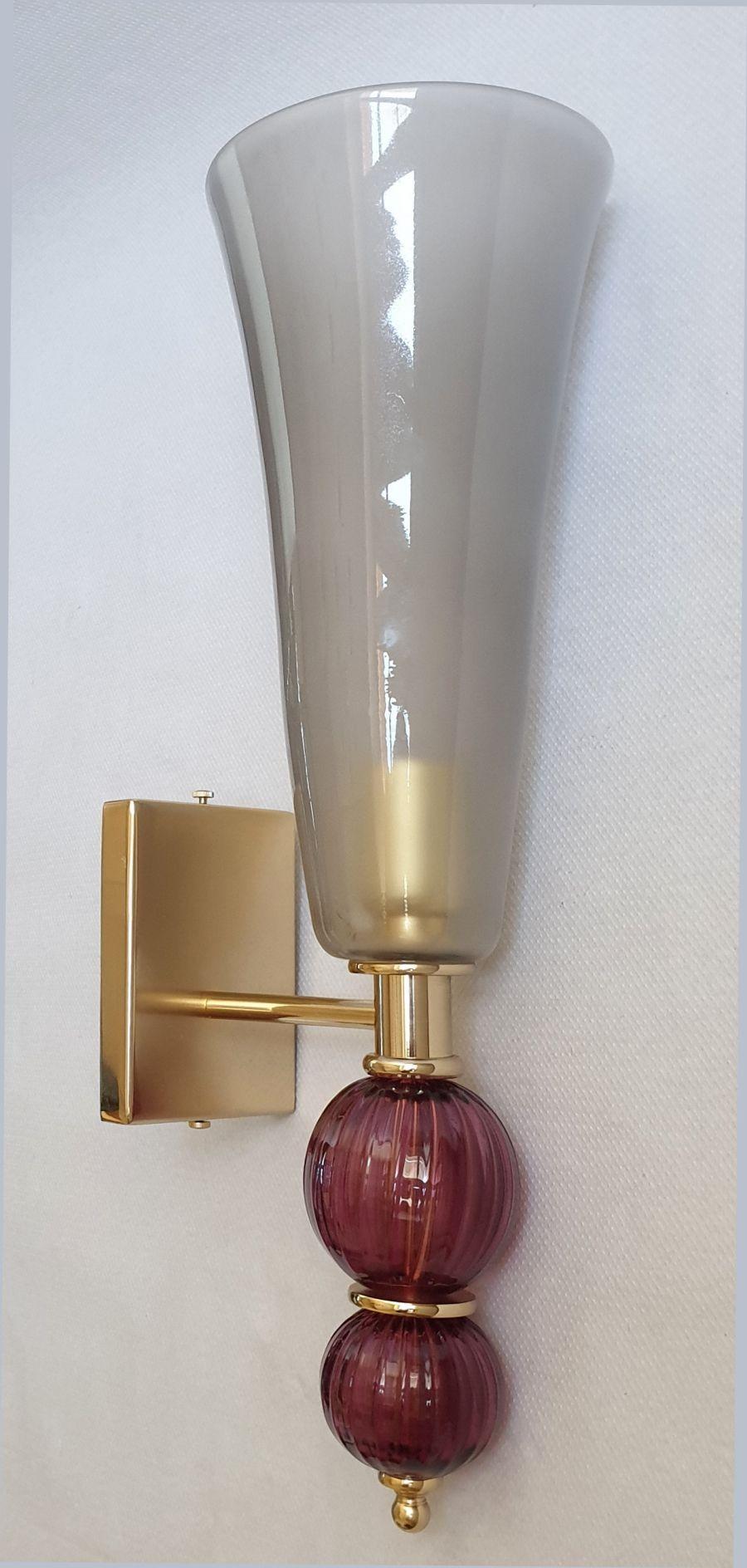 Late 20th Century Murano Glass Large Sconces, Vistosi style - a pair