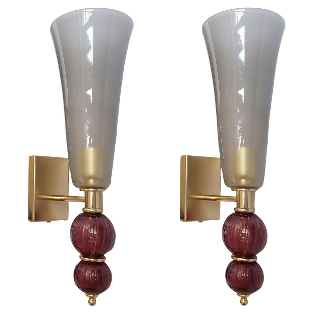 Murano Glass Large Sconces, Vistosi style - a pair