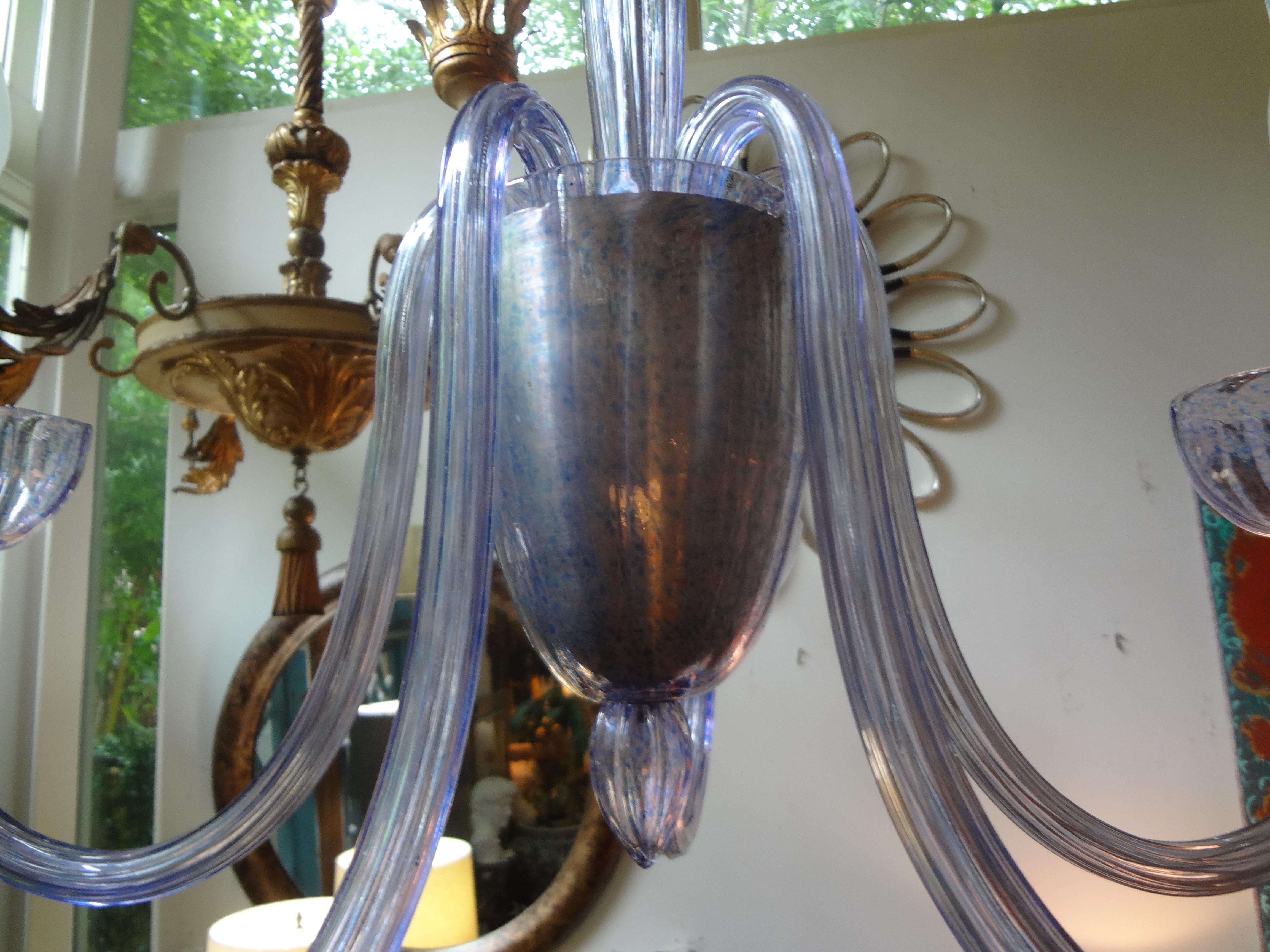 Italian Venini Style Murano Glass Chandelier Violet or Lavender Colored