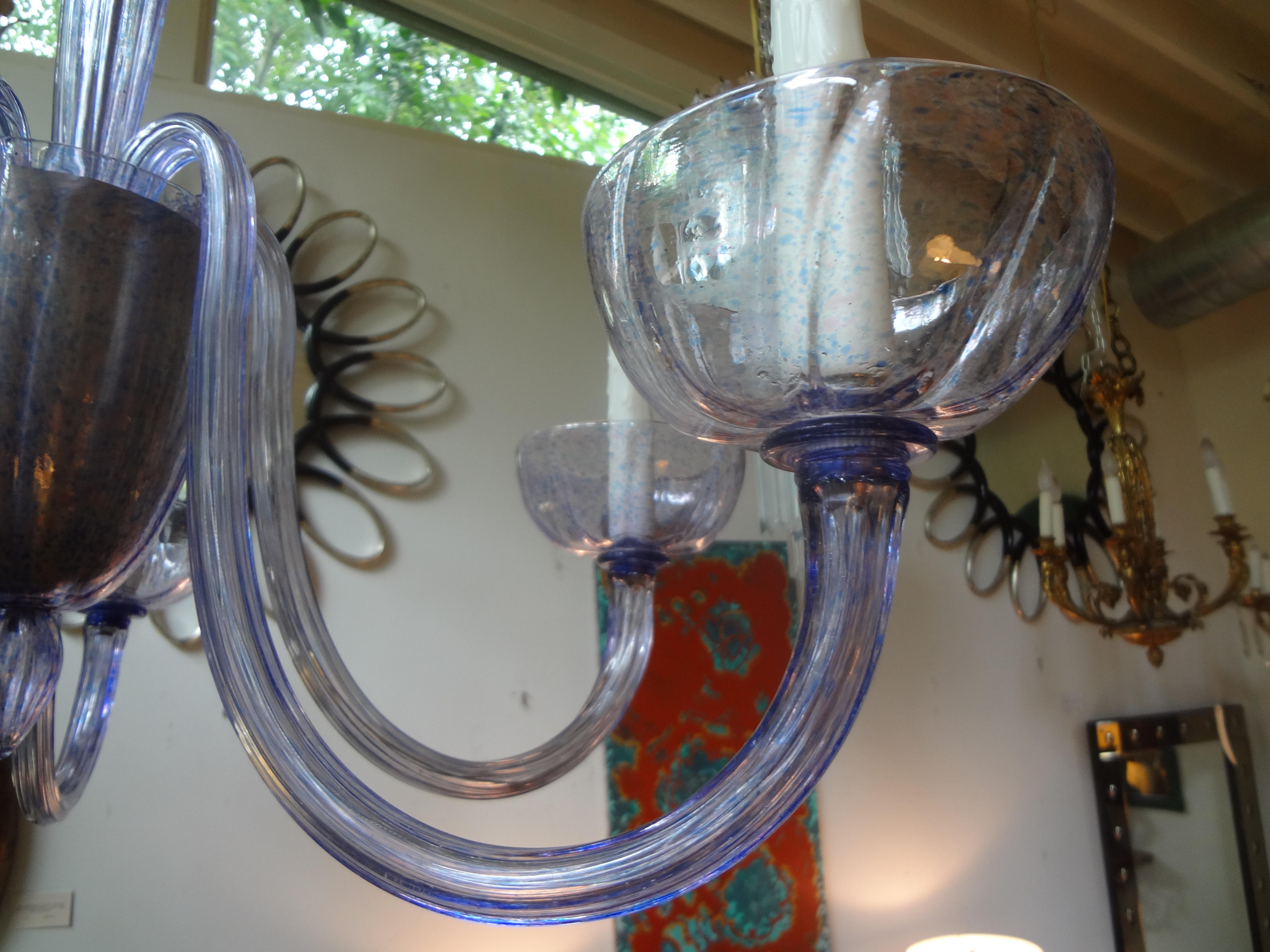 Venini Style Murano Glass Chandelier Violet or Lavender Colored In Good Condition In Houston, TX