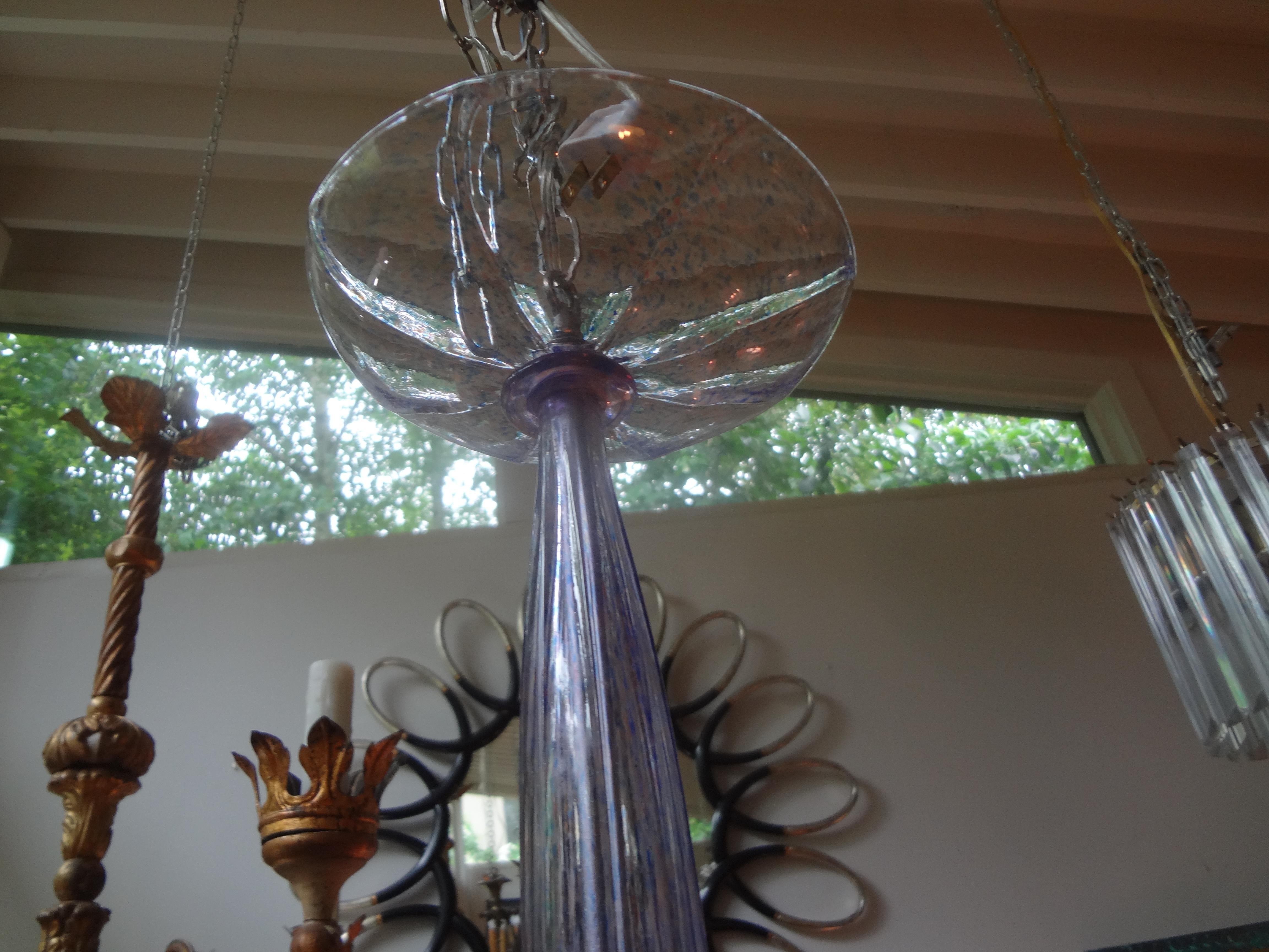 Late 20th Century Venini Style Murano Glass Chandelier Violet or Lavender Colored