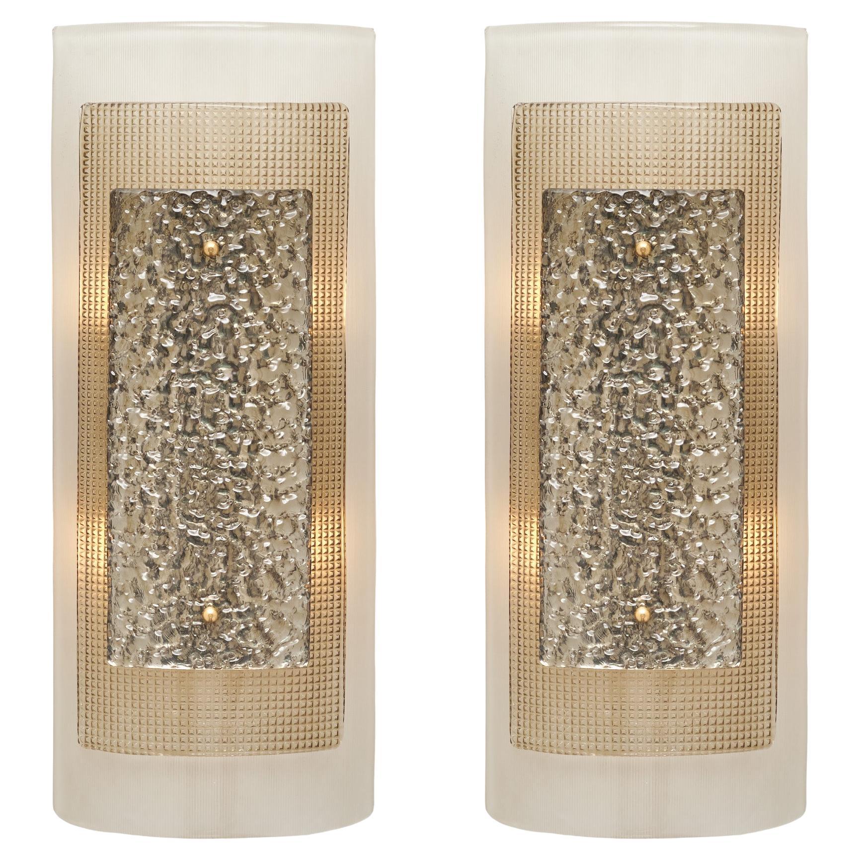 Applique in vetro di Murano a strati con foglie d
argento