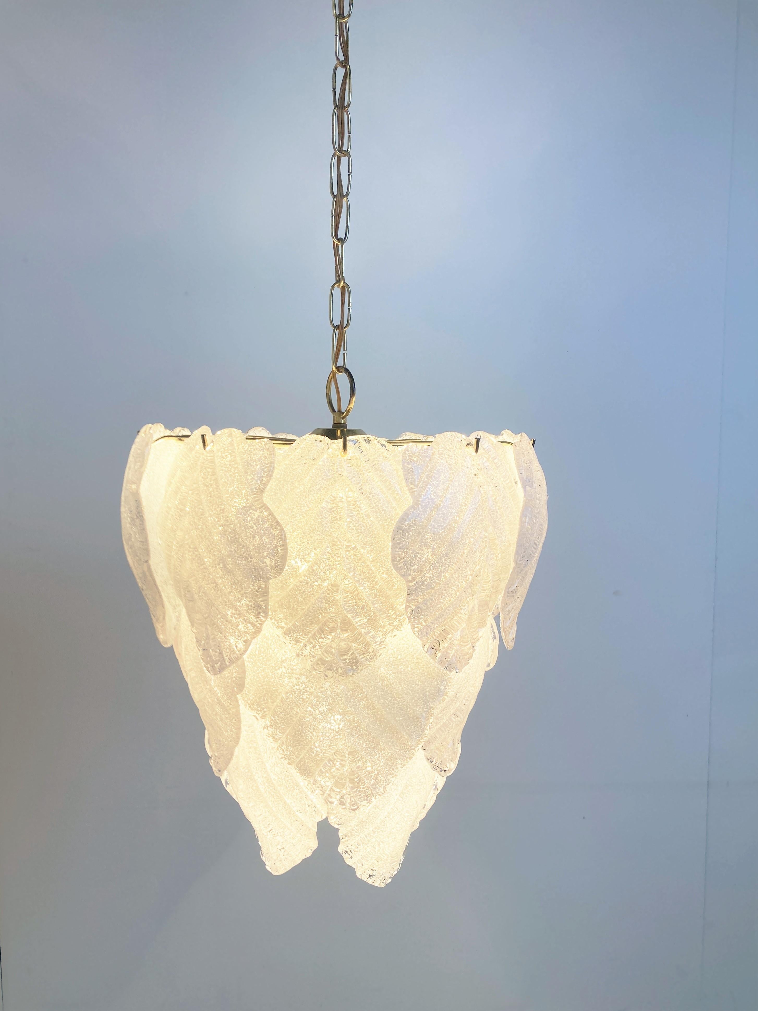 Murano Glass Leaf Chandelier, 1970s  For Sale 3