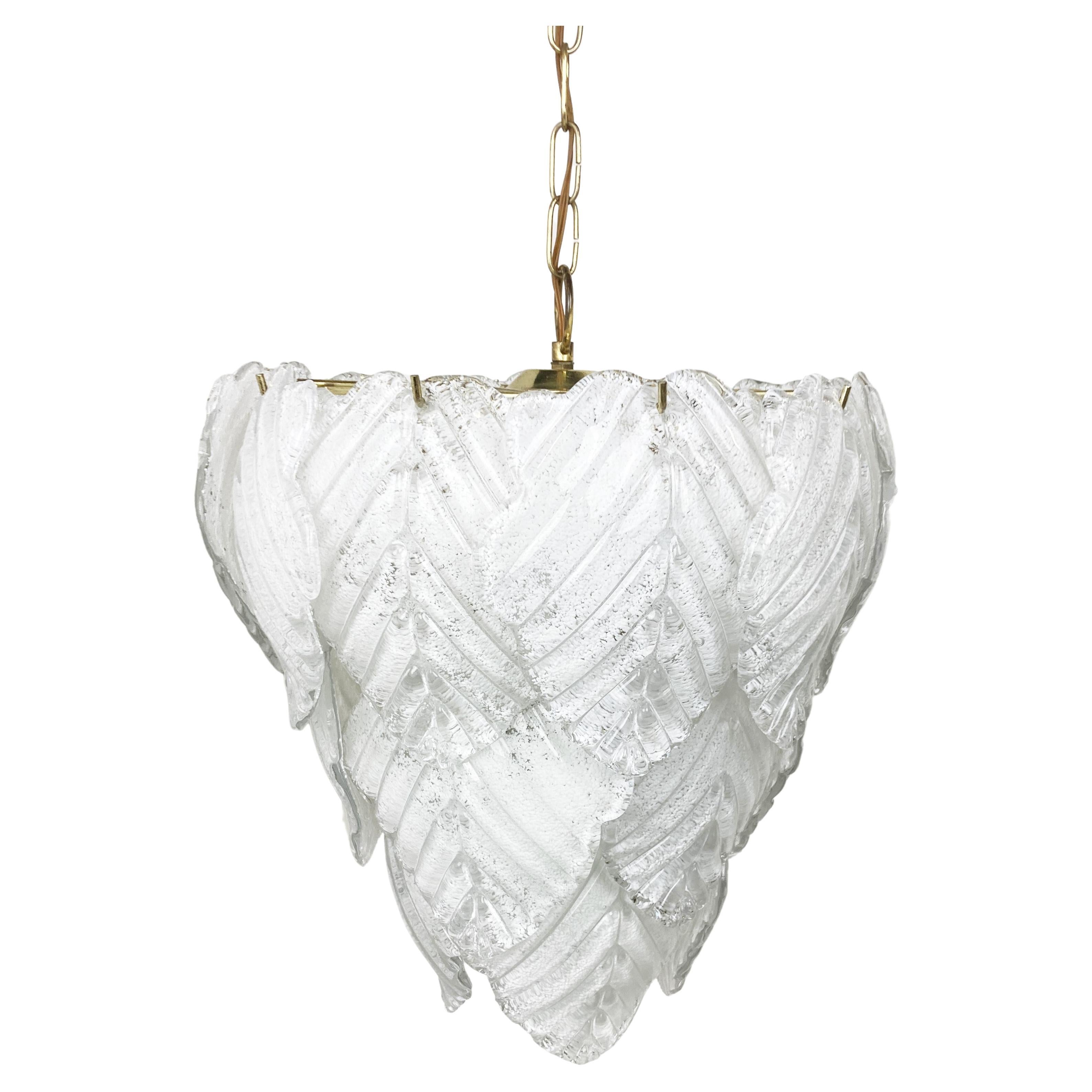 Murano Glass Leaf Chandelier, 1970s  For Sale