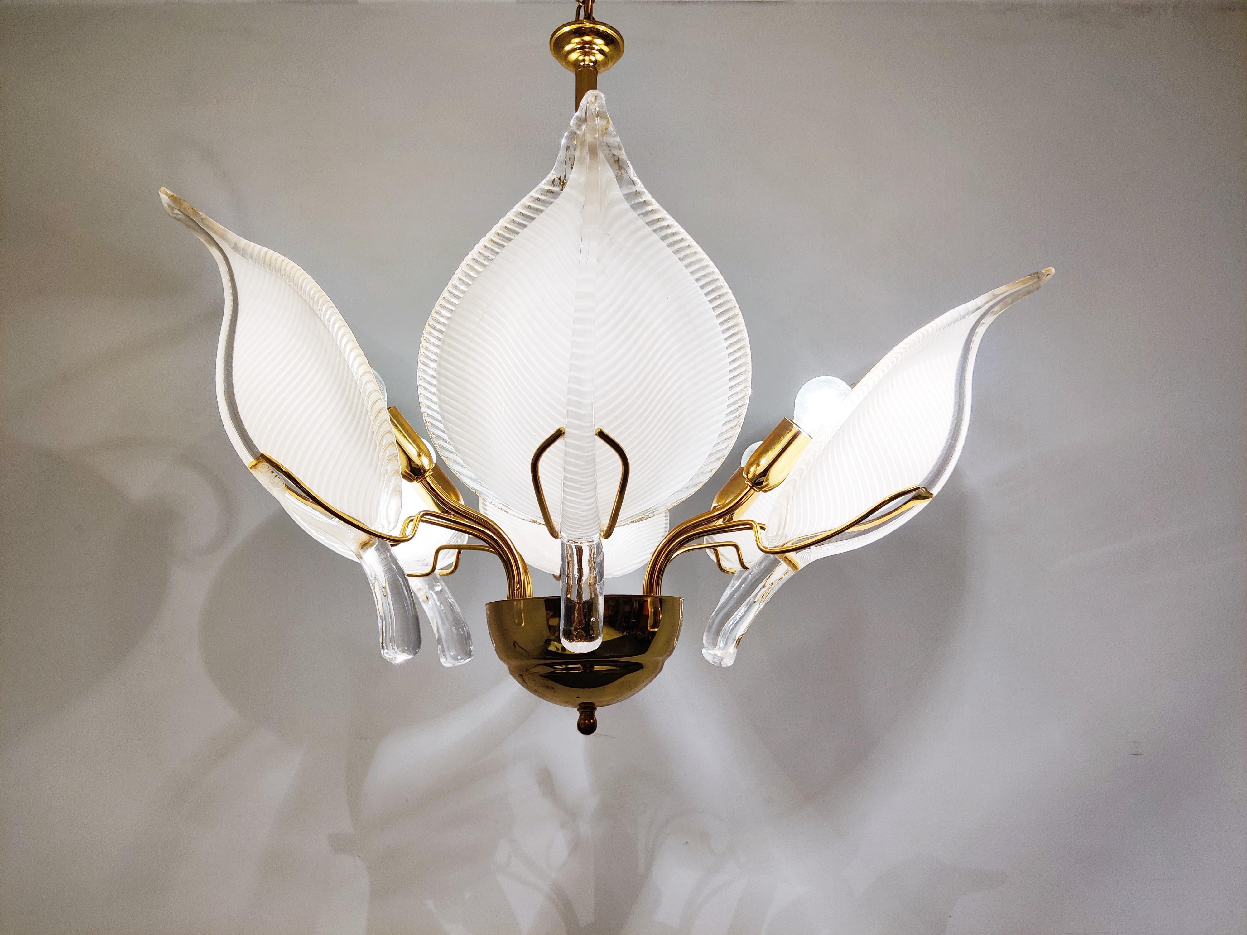 Mid-Century Modern Murano Glass Leaf Chandelier by Barovier & Toso, 1970s