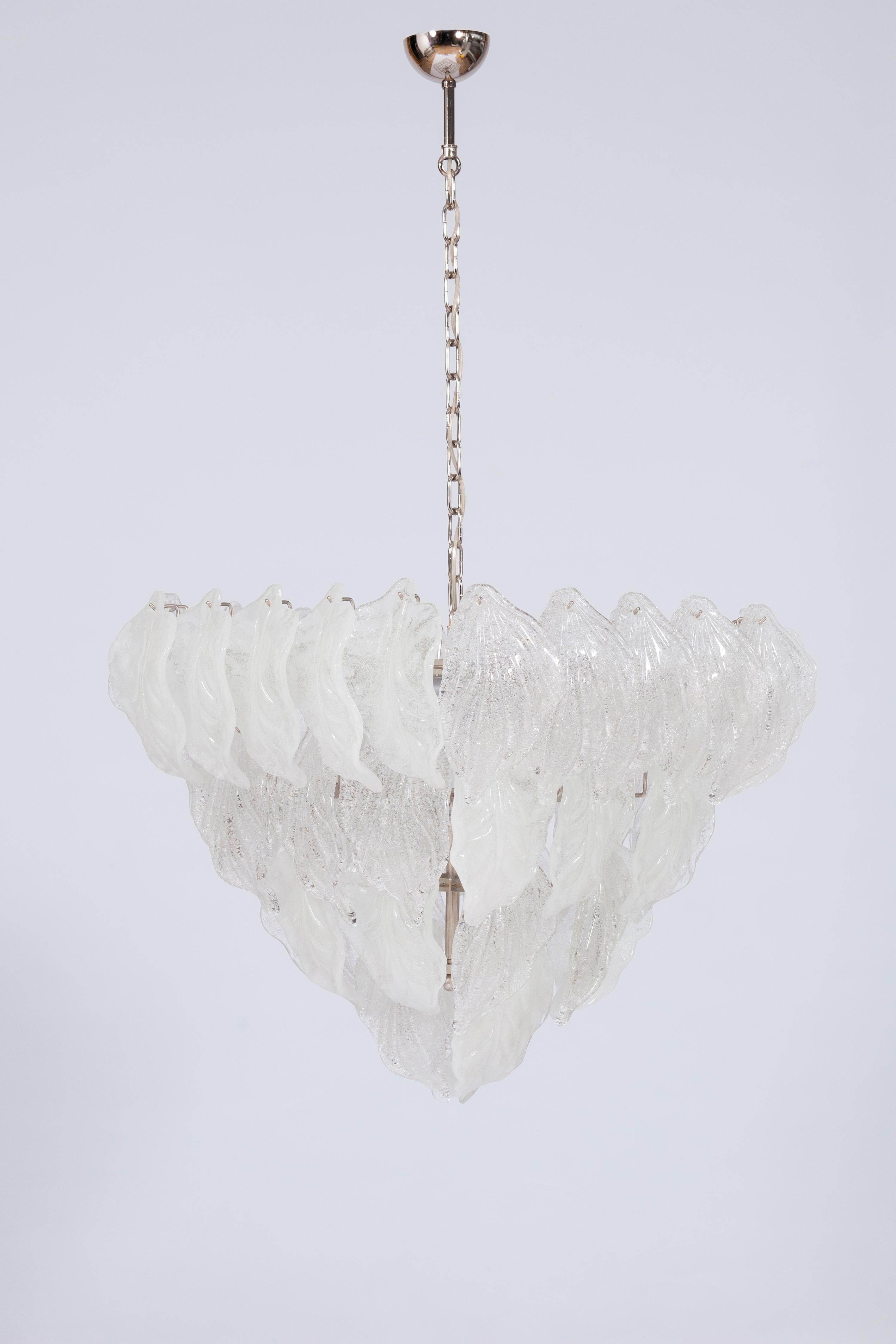 Kronleuchter aus Muranoglas mit Blättern von Vintage Murano Gallery, 1980 (Moderne) im Angebot