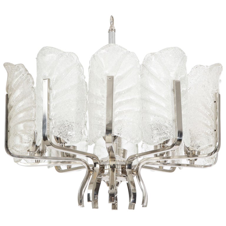 Murano Glass Leaf Chandelier At 1stdibs, White Murano Glass Leaf Chandelier
