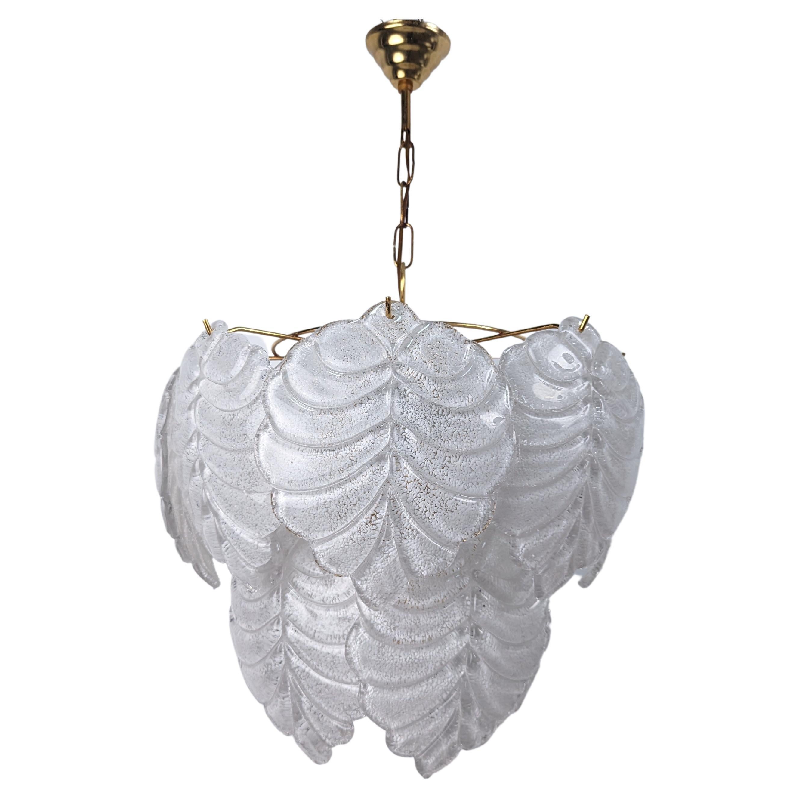 Murano Glass Leaf Chandelier from Mazzega, 1970