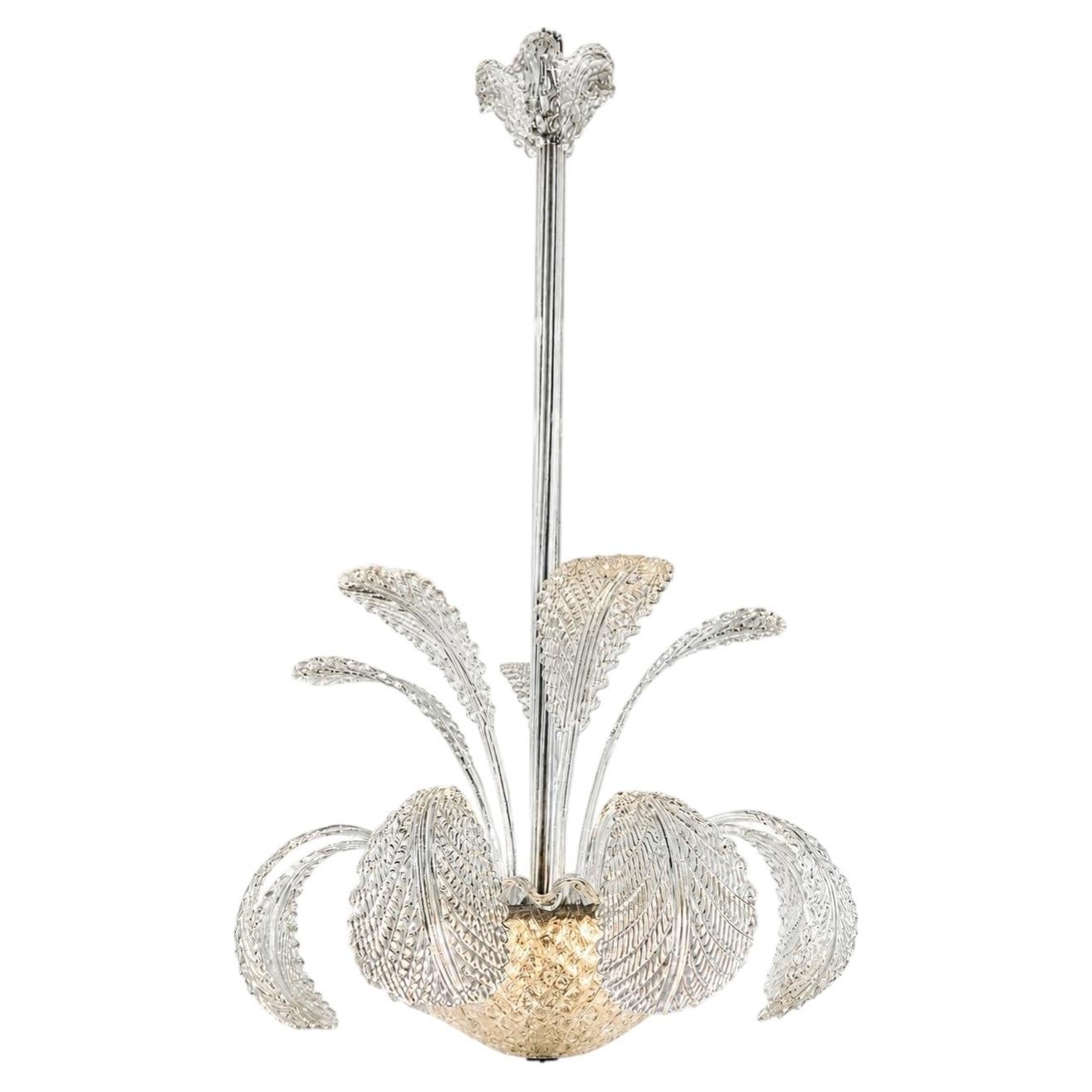 Murano Glass Leaf Chandelier, Italy, Mid-Century Modern