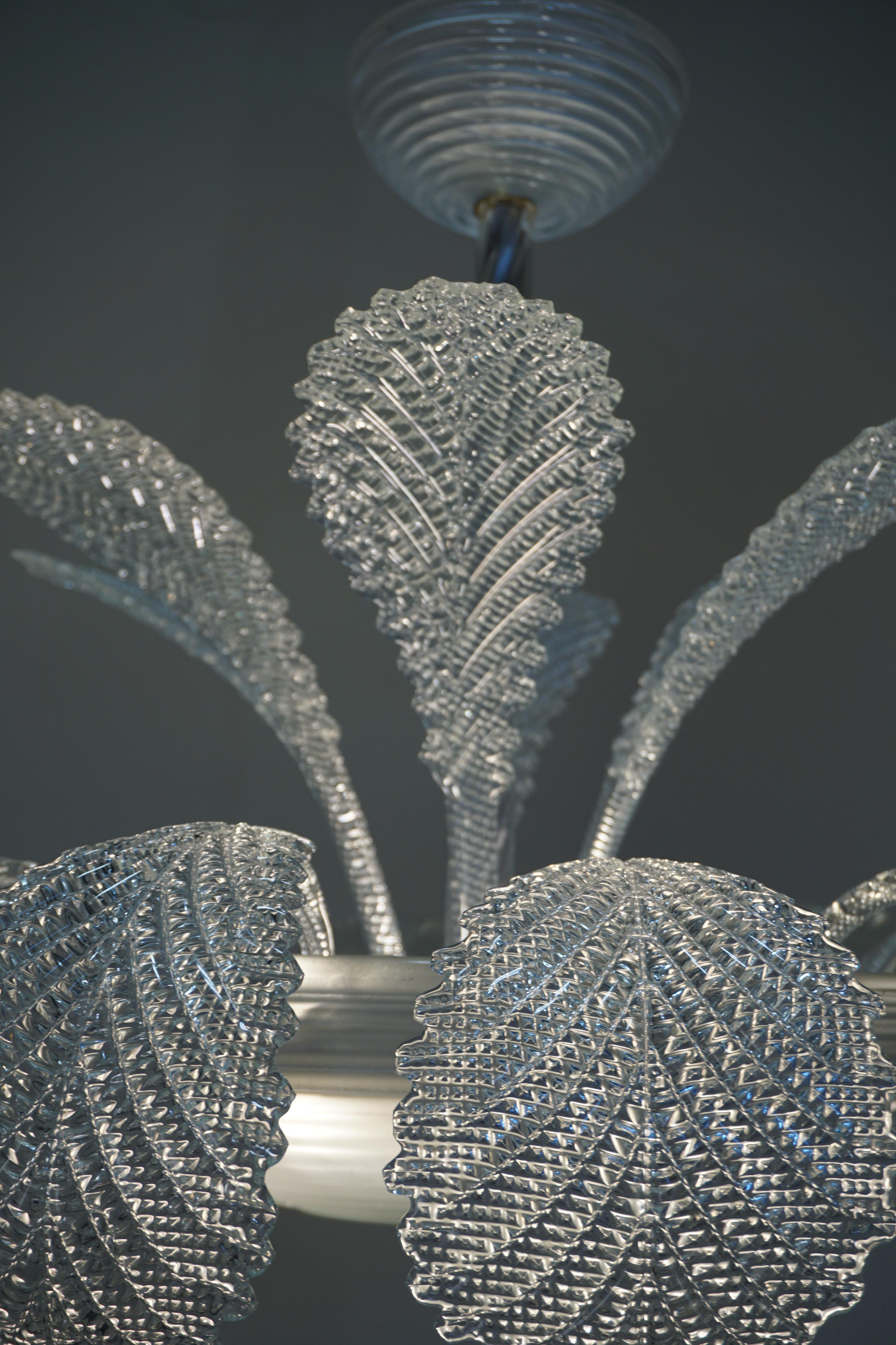 Blown Glass Murano Glass Leaf Design Chandelier by Barovier & Toso