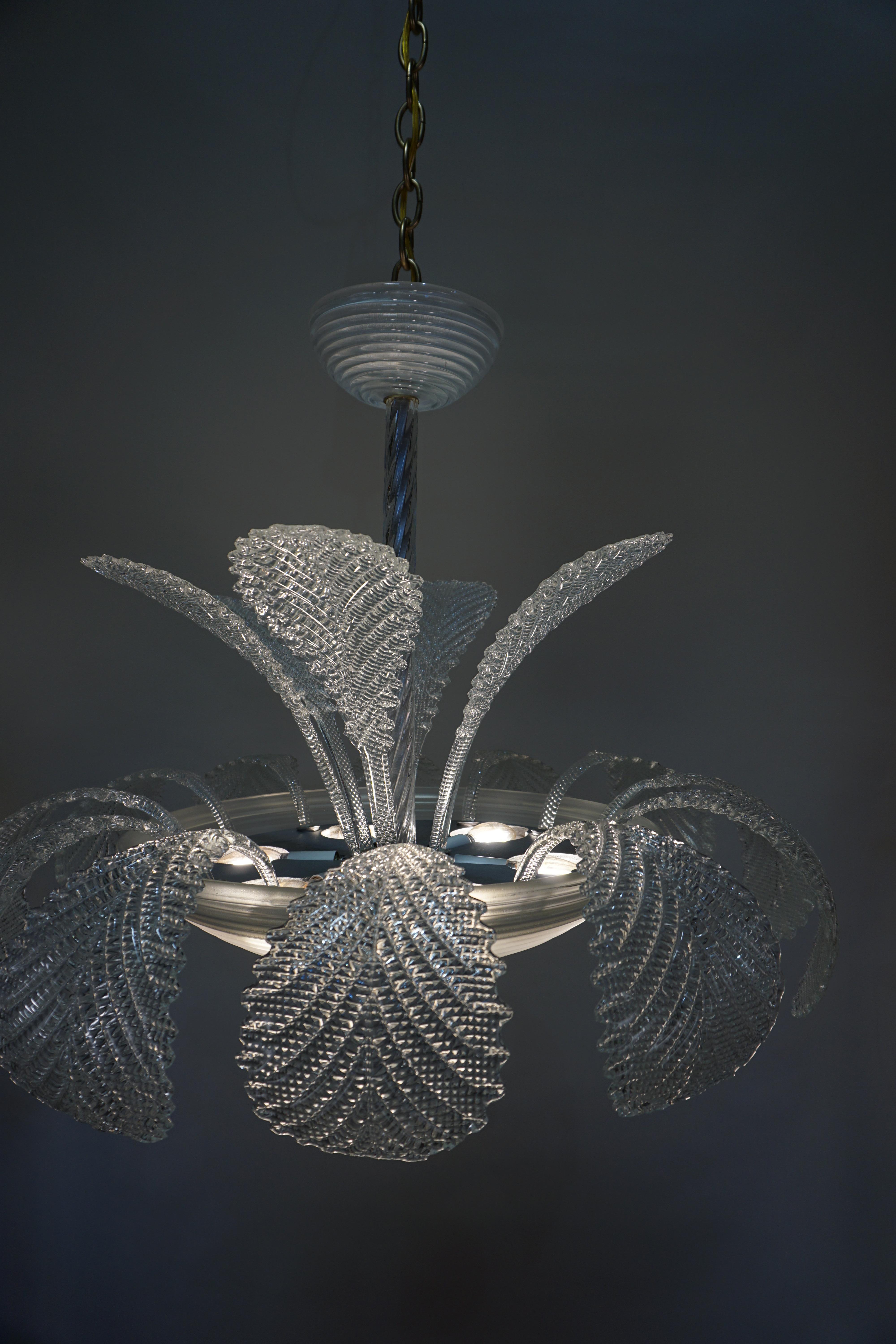 Murano Glass Leaf Design Chandelier by Barovier & Toso 1